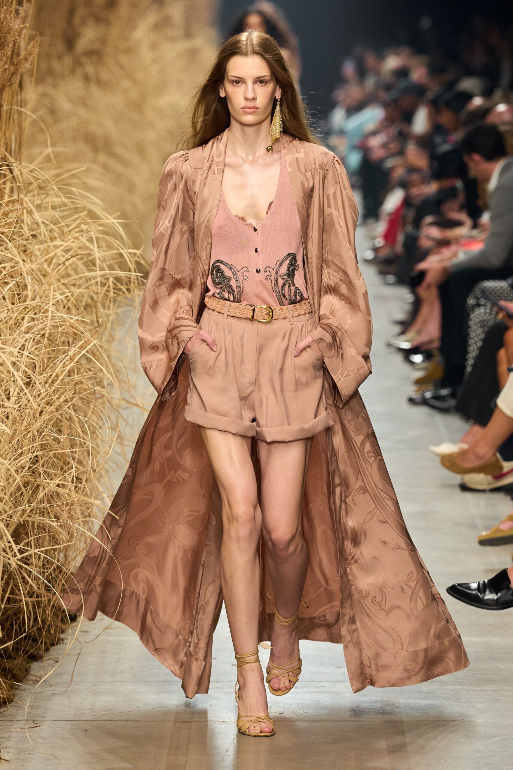 sheer printed organza duster coat