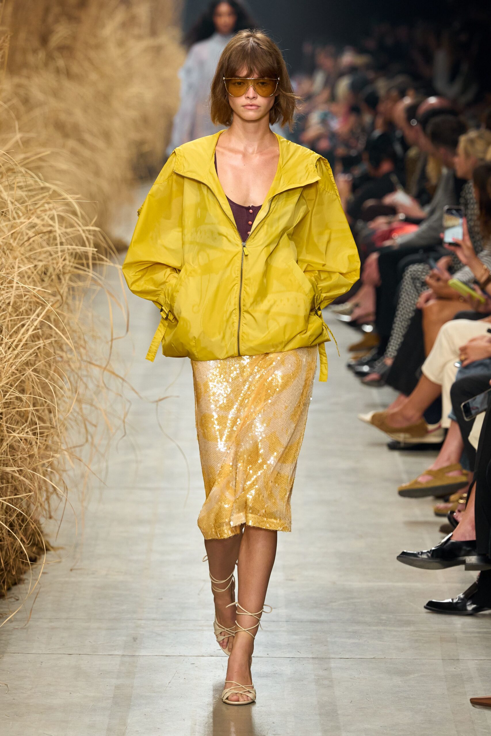 yellow hooded windbreaker jacket