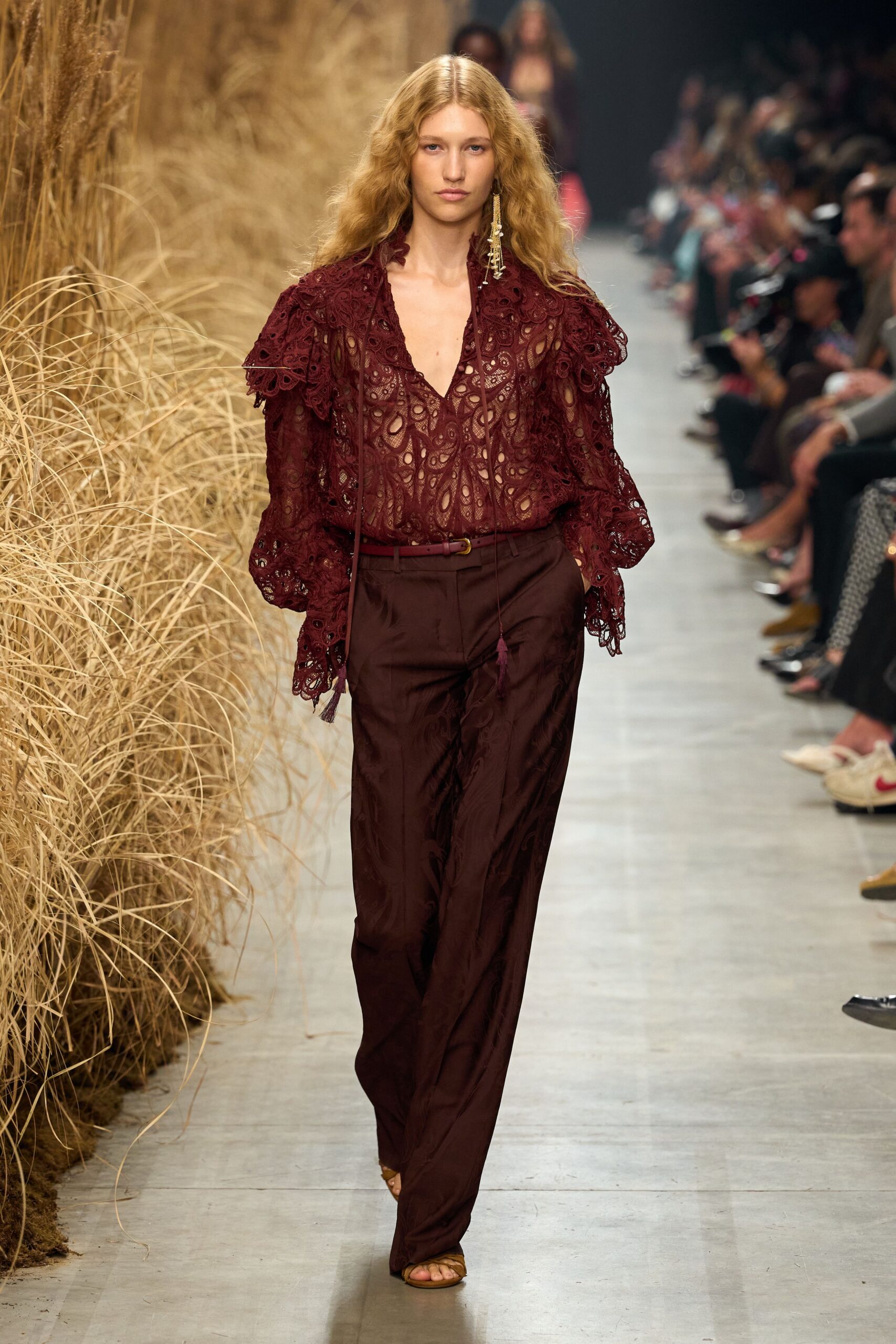 burgundy guipure lace blouse