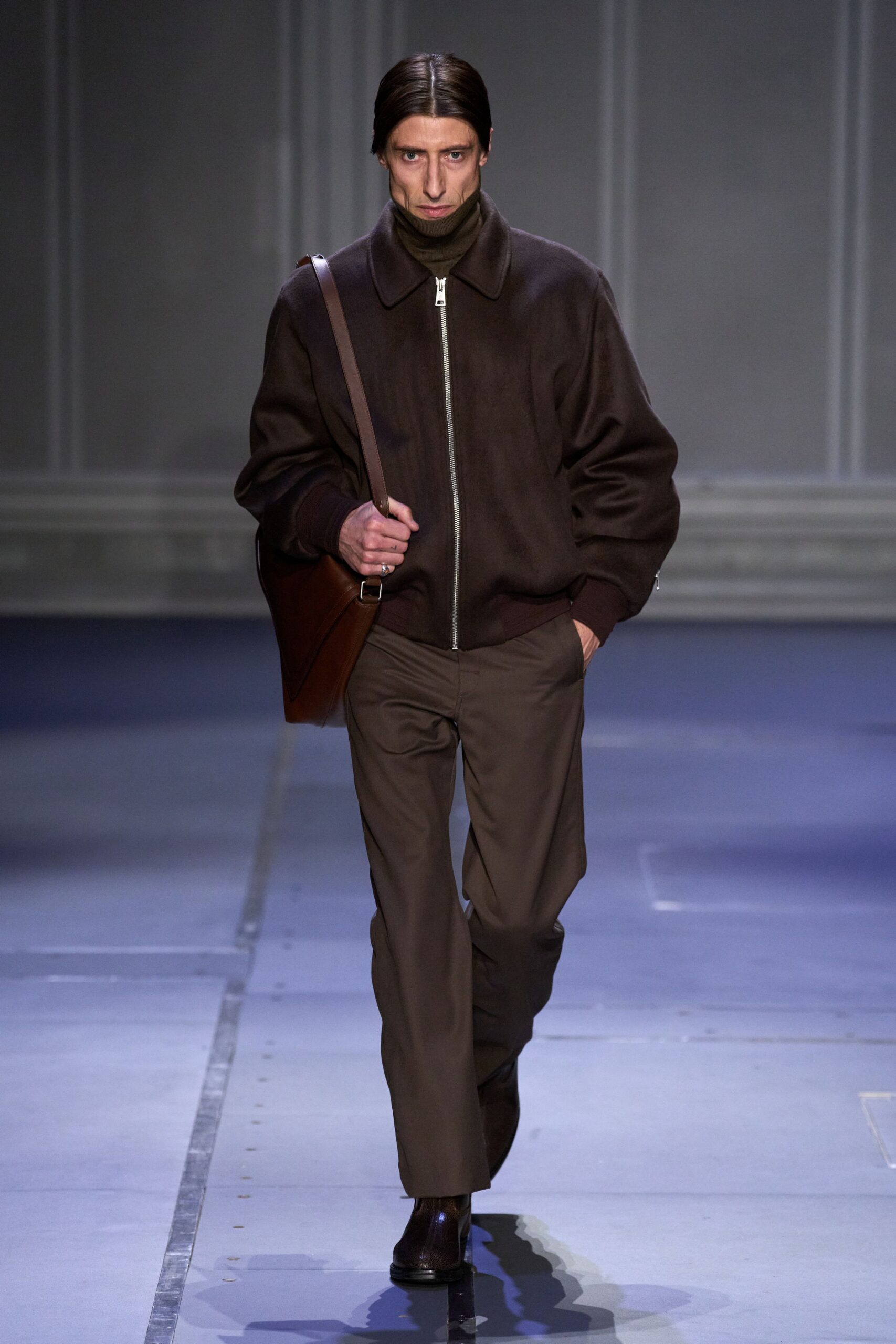 brown suede long-sleeve collared relaxed zippered textured jacket