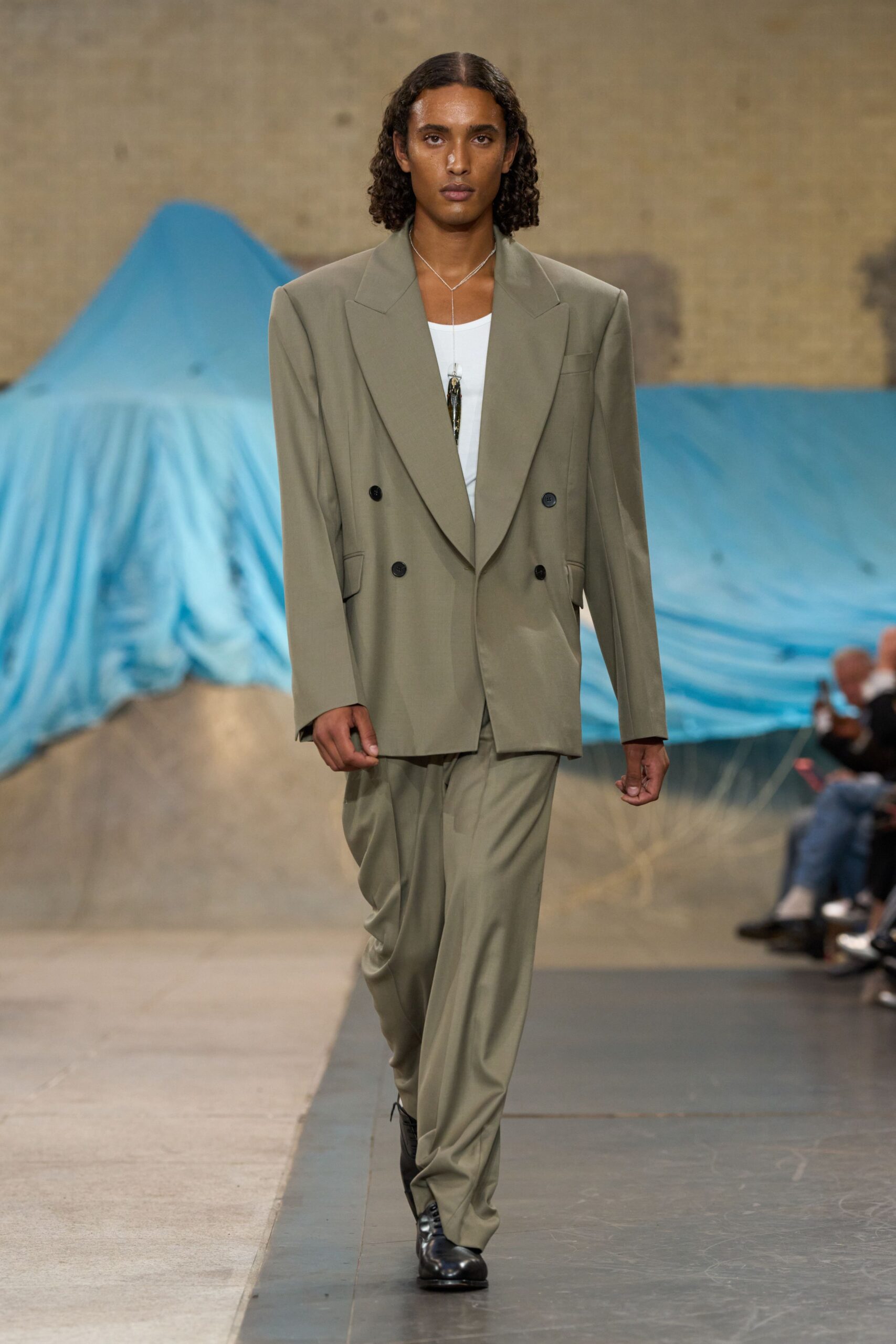 green unknown straight-leg pants
