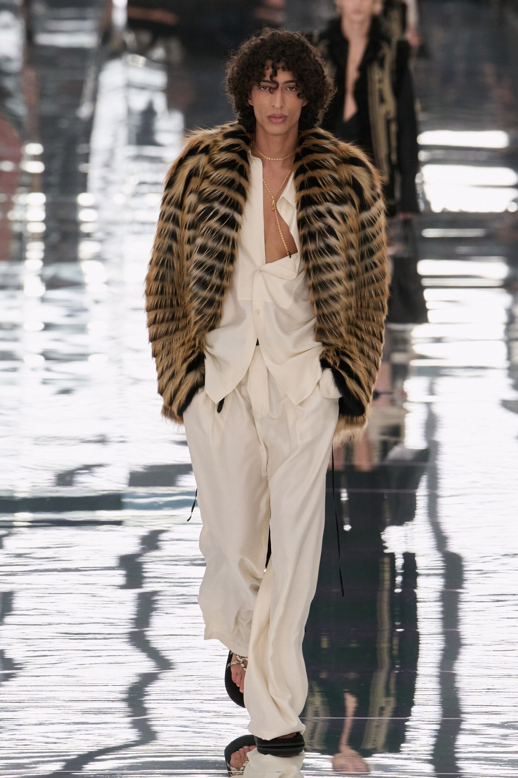 tiger-stripe fur jacket