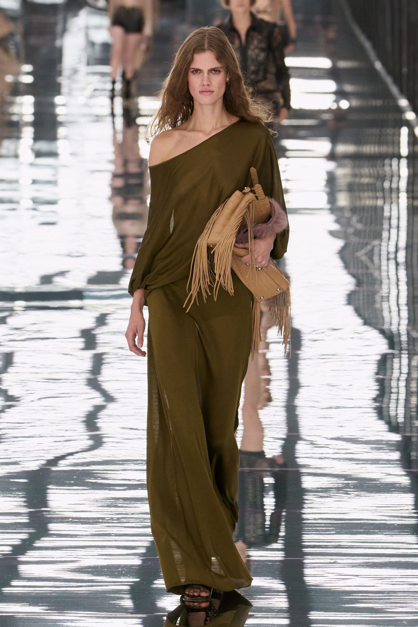 olive off-shoulder caftan maxi dress