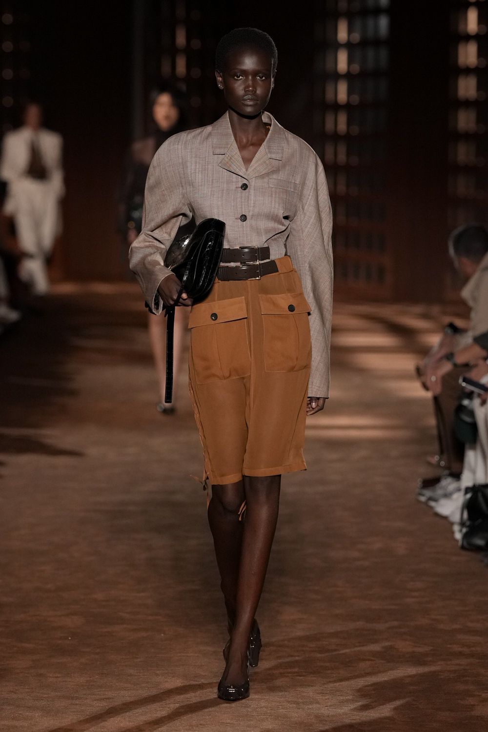 high-waisted bermuda cargo shorts