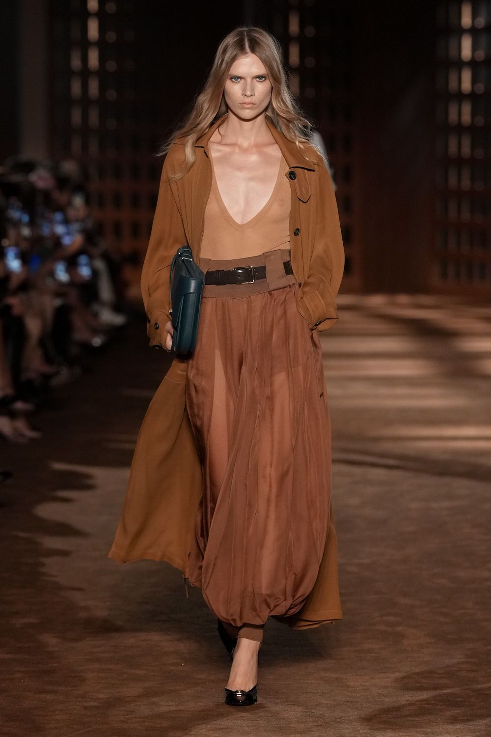 brown sheer harem trousers