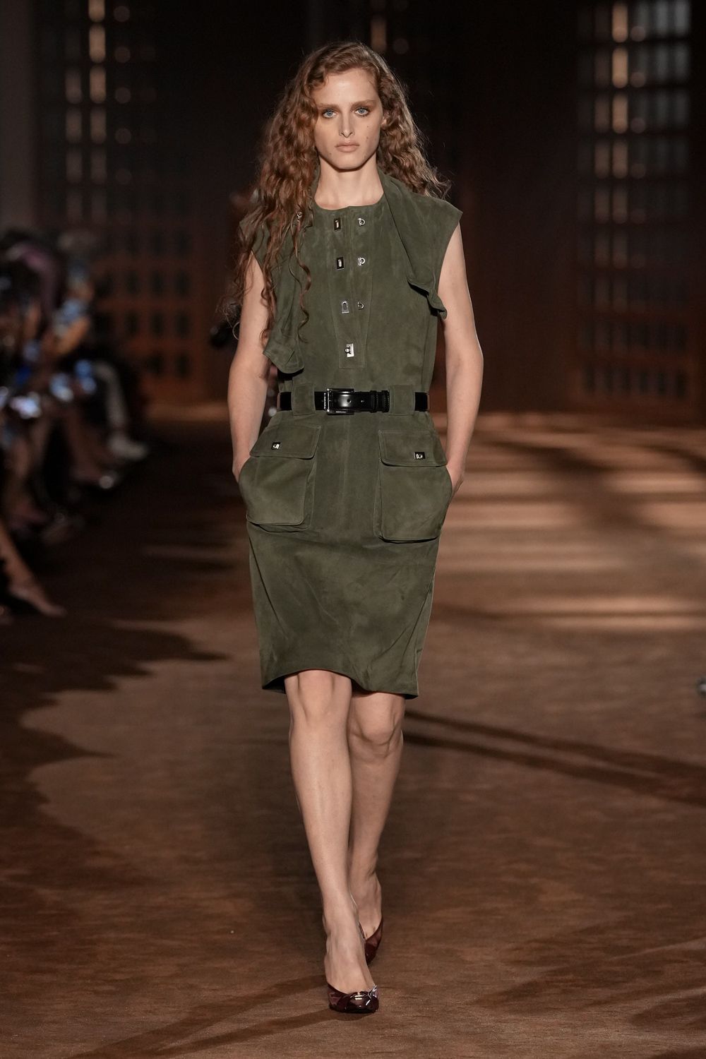 olive suede utility dress