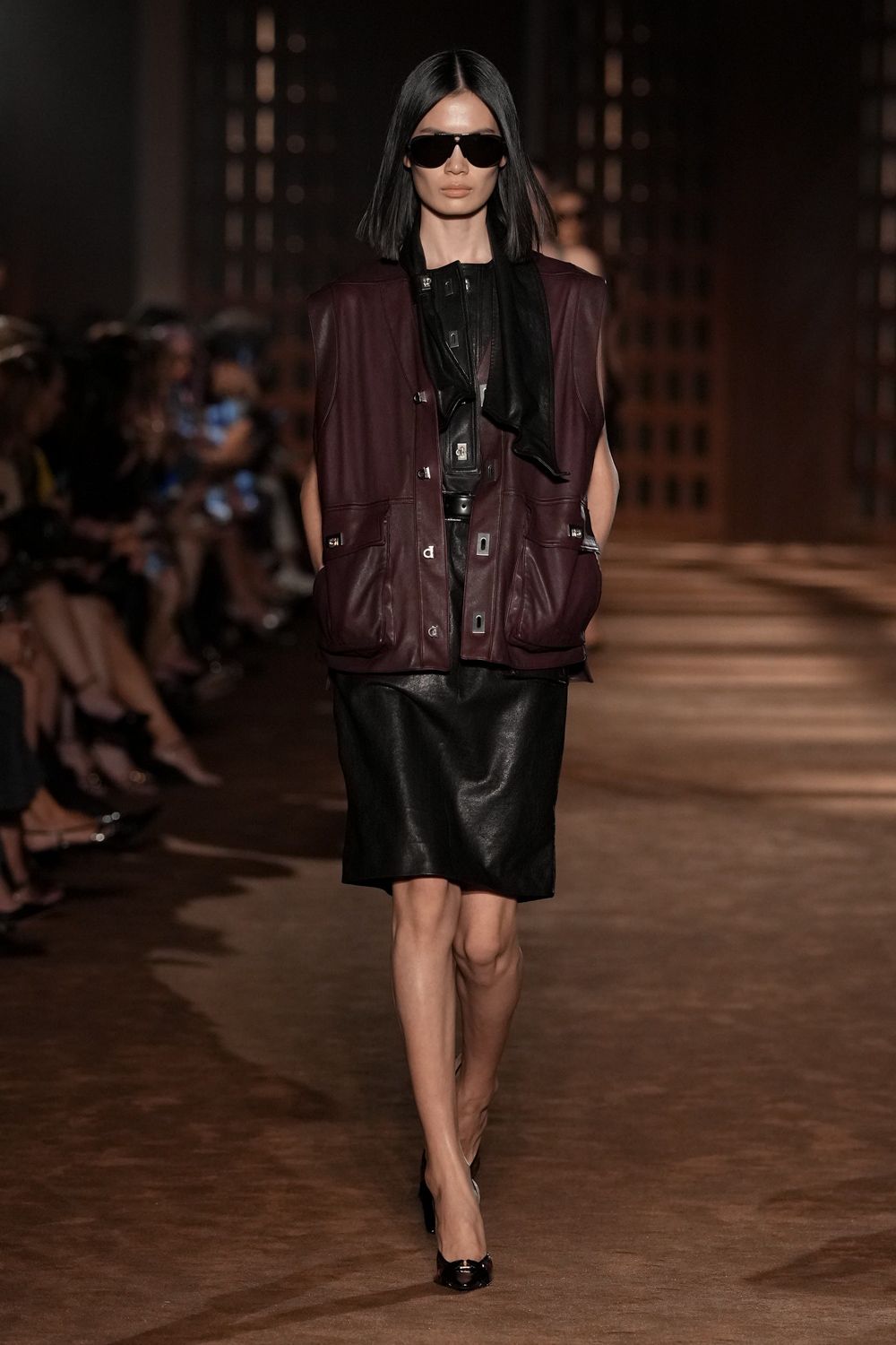 oversized leather utility vest