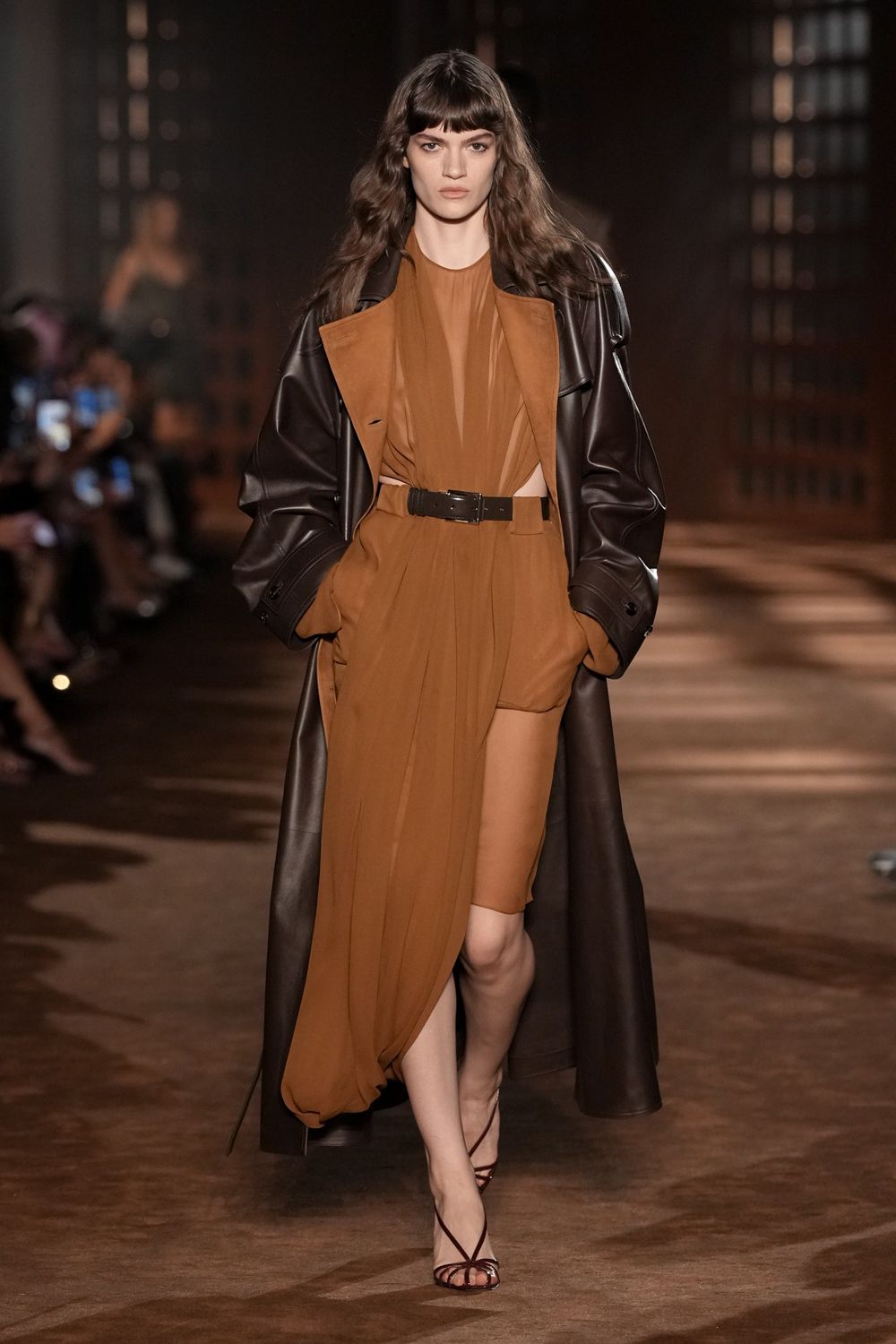 draped cutout chiffon dress