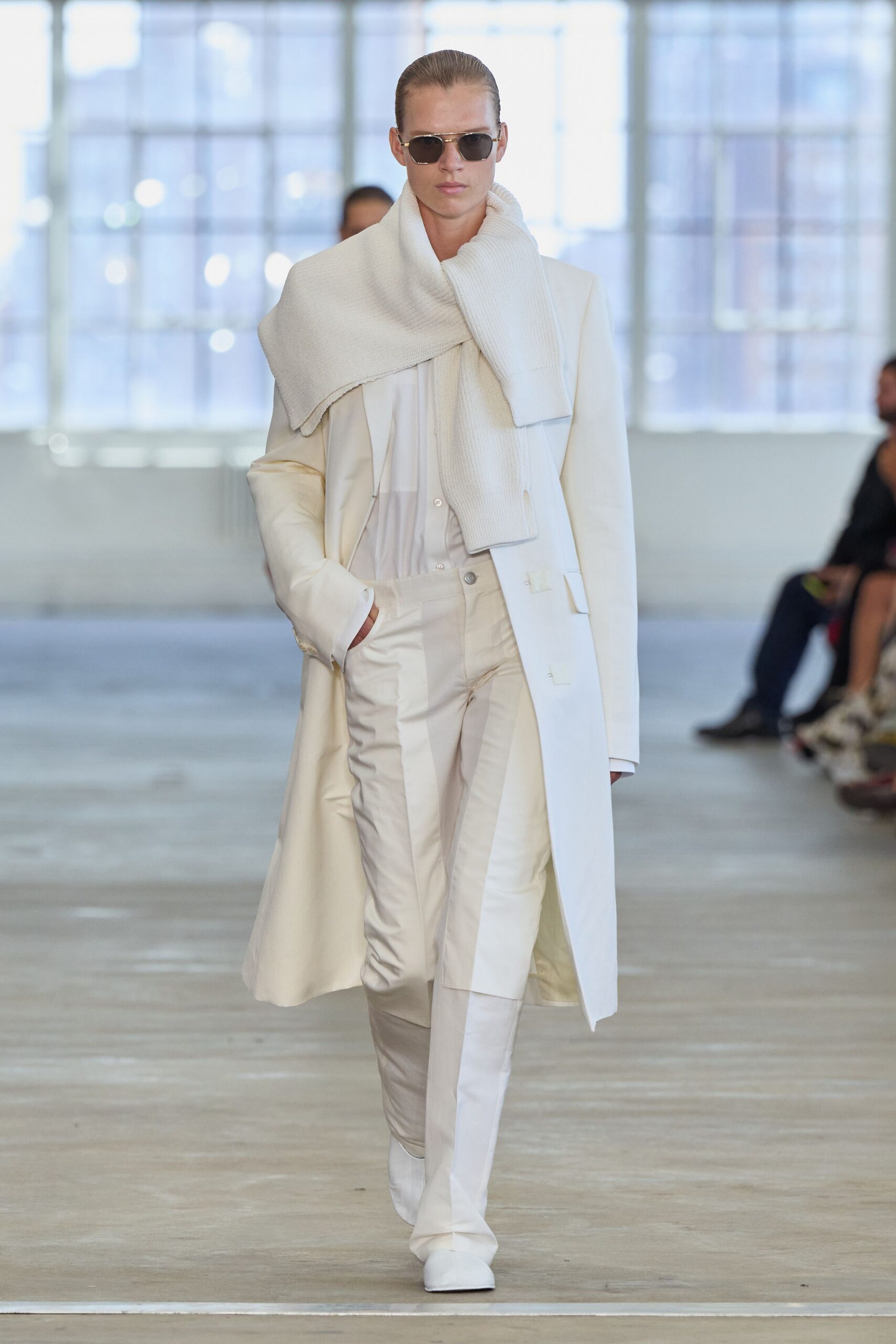 ivory knit textured scarf