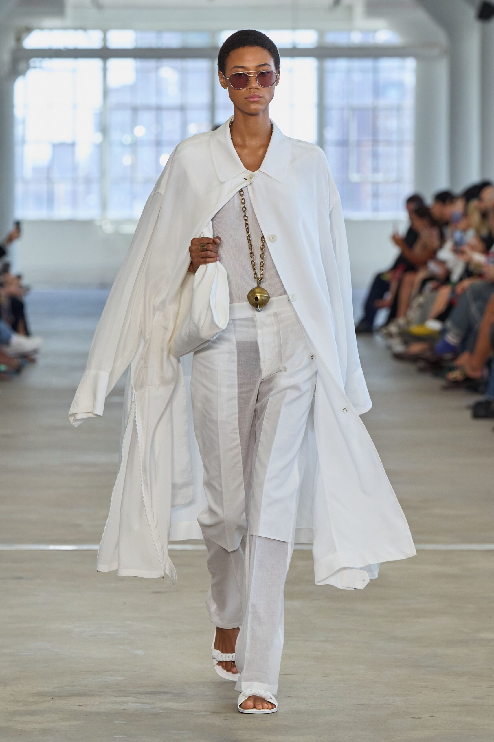 oversized white flowing coat