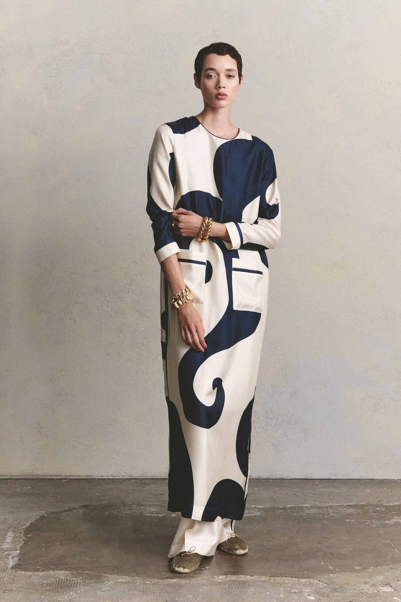 abstract print satin maxi dress