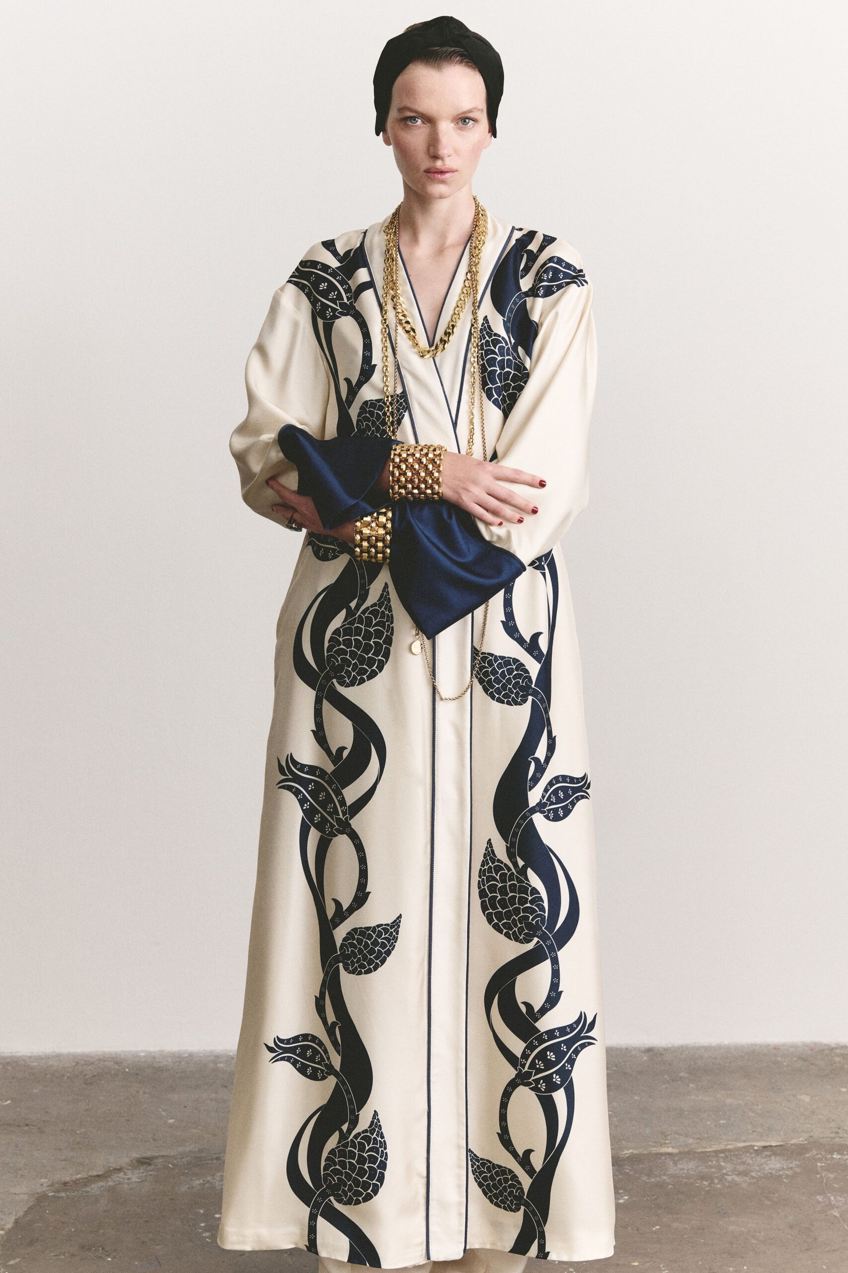 printed satin caftan maxi dress
