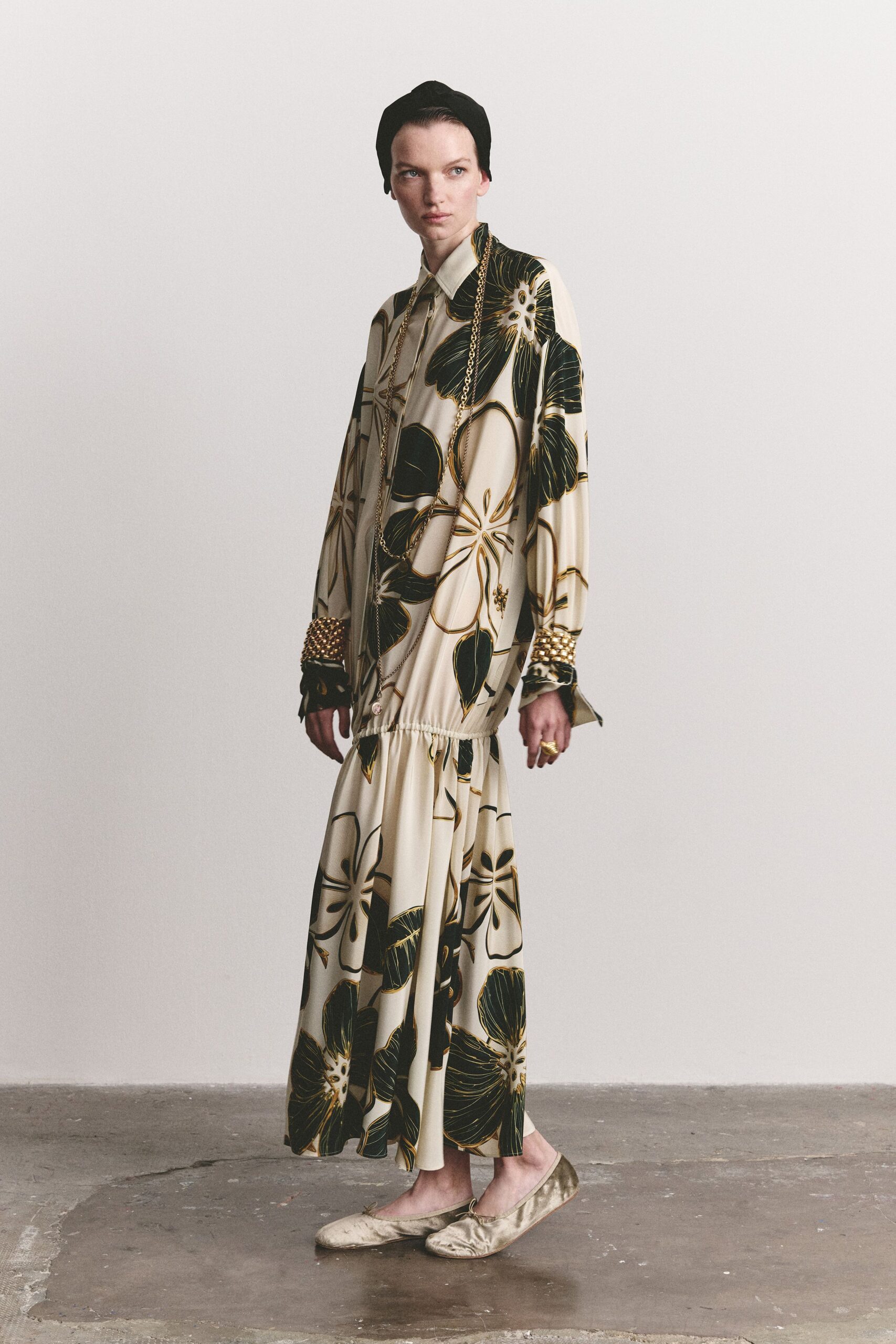 oversized floral satin maxi dress