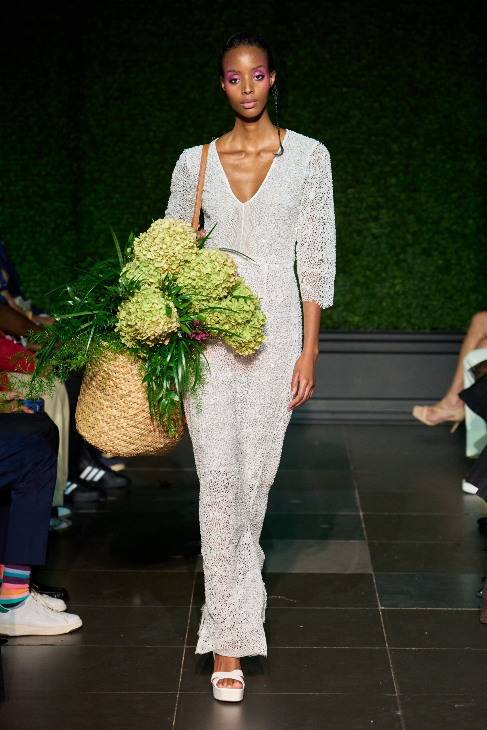 white crochet maxi dress