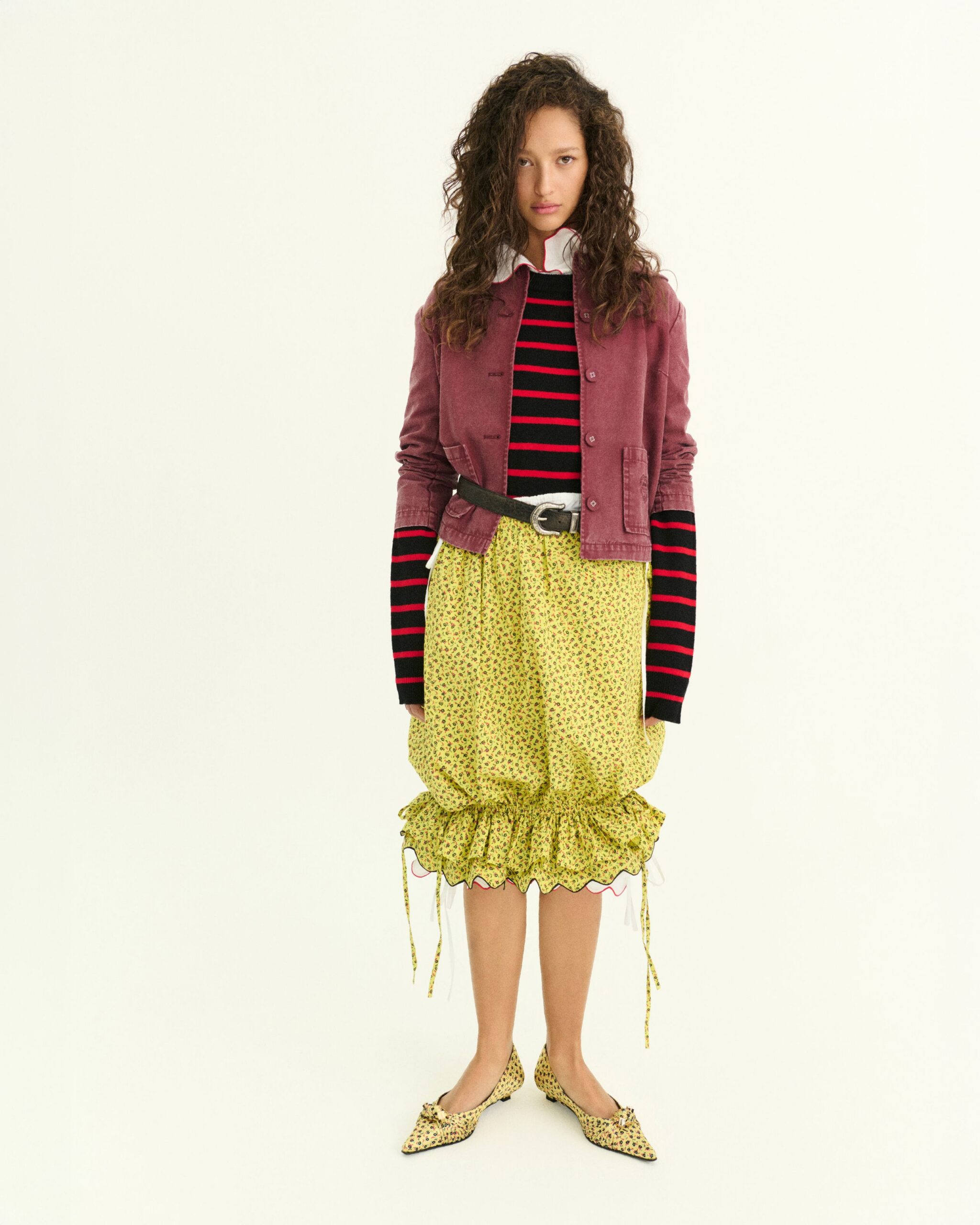pink cotton long-sleeve collared relaxed buttoned pockets jacket