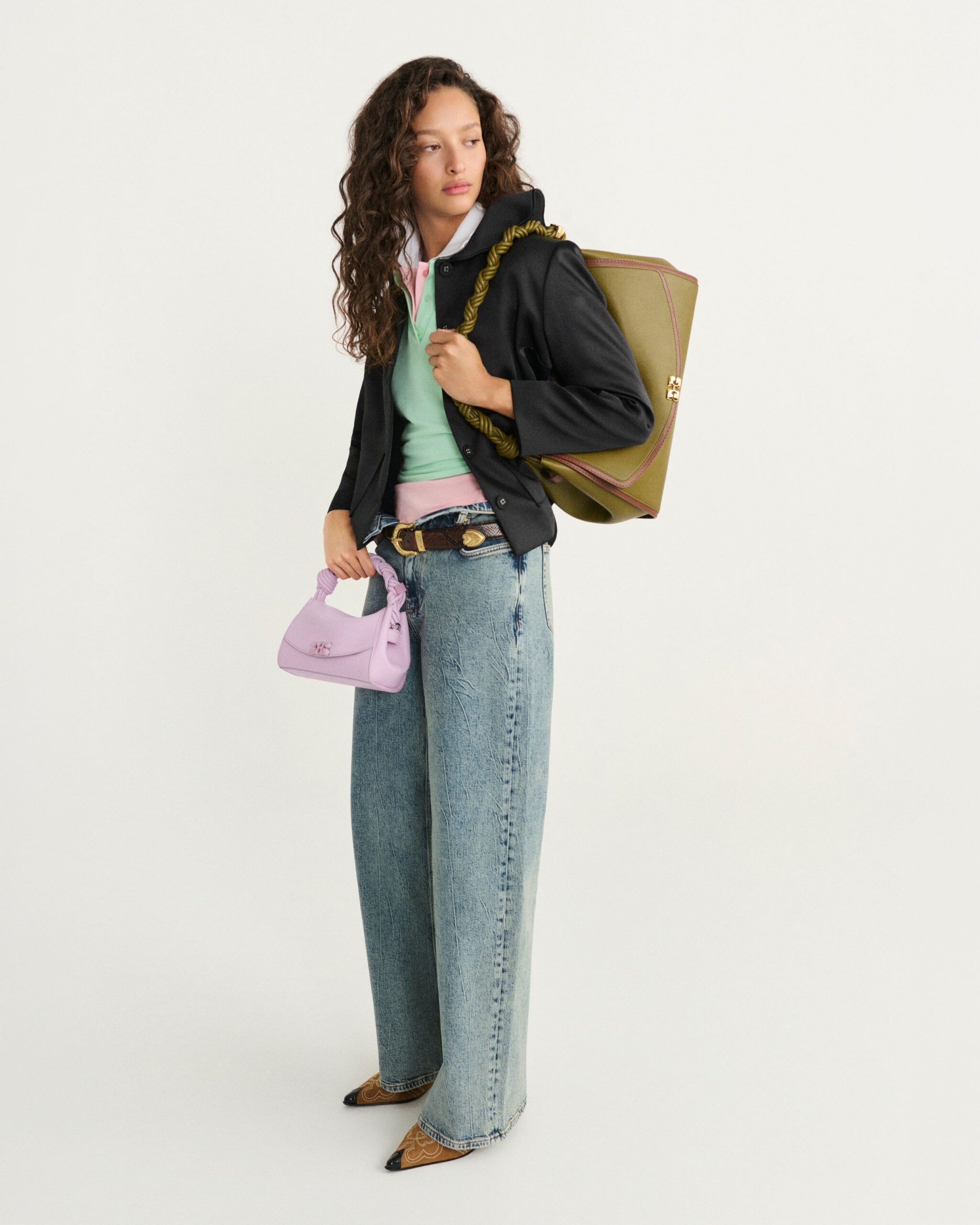 black unknown long-sleeve collared tailored buttoned cropped jacket
