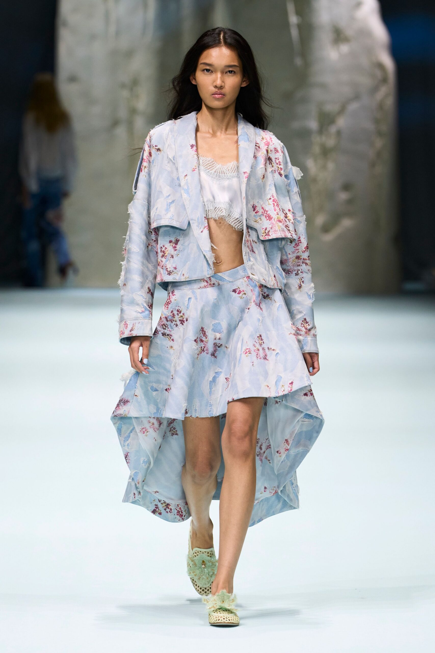 floral high-low skirt