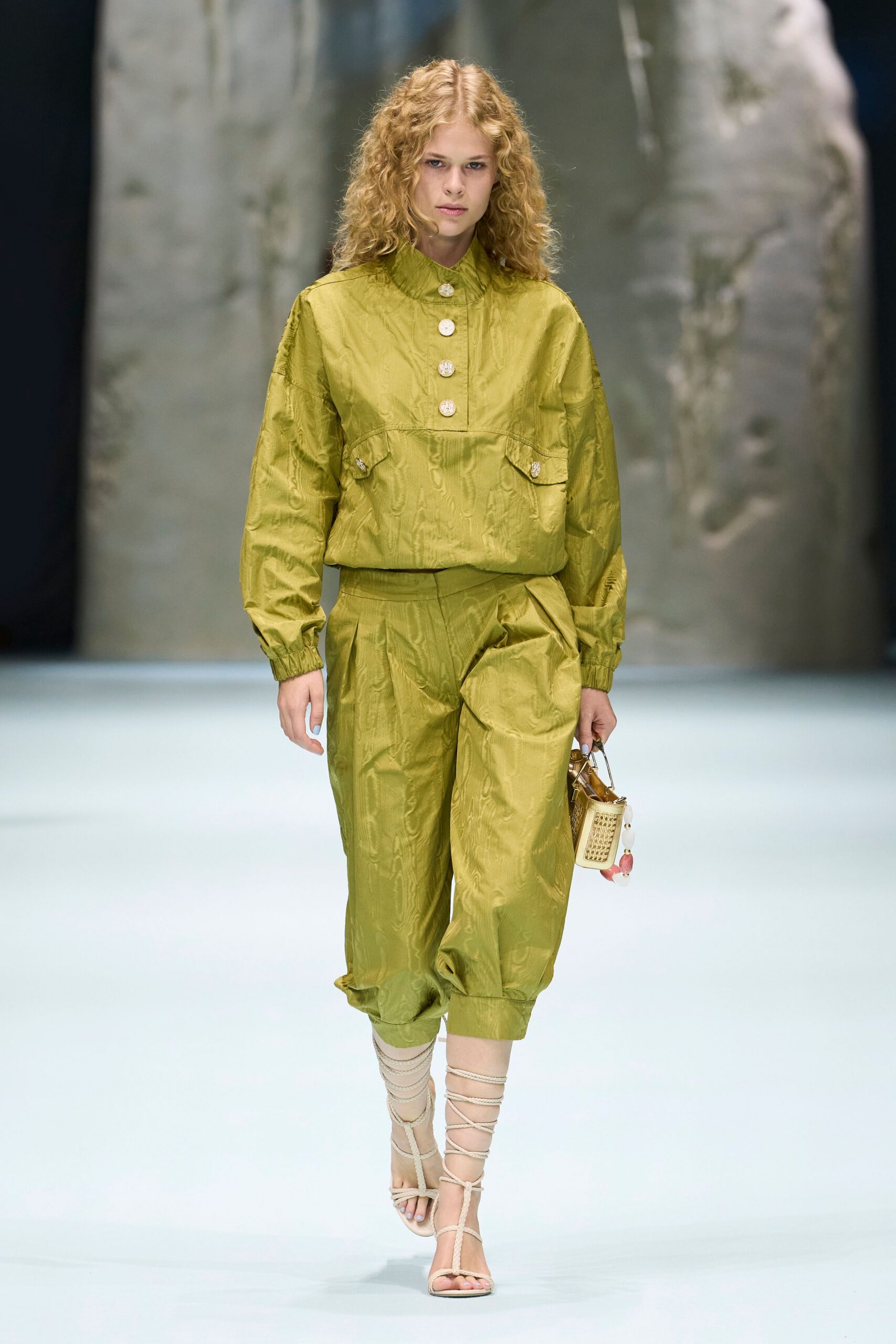 olive satin anorak top