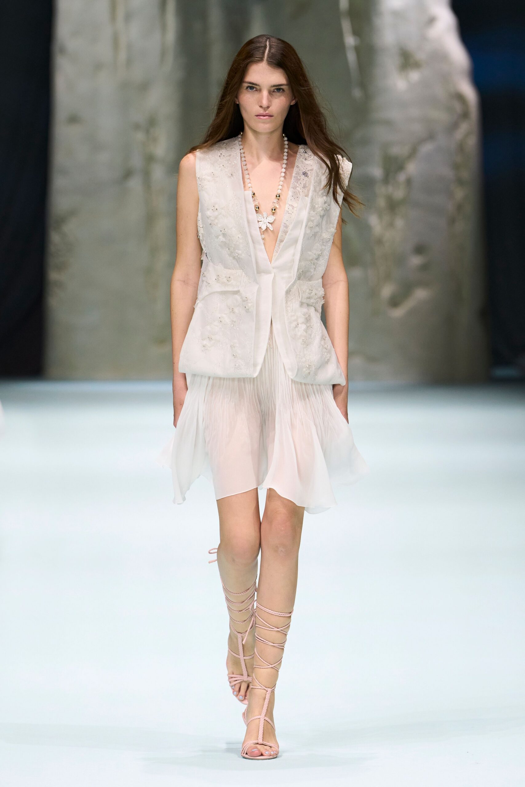 sheer embellished ivory vest