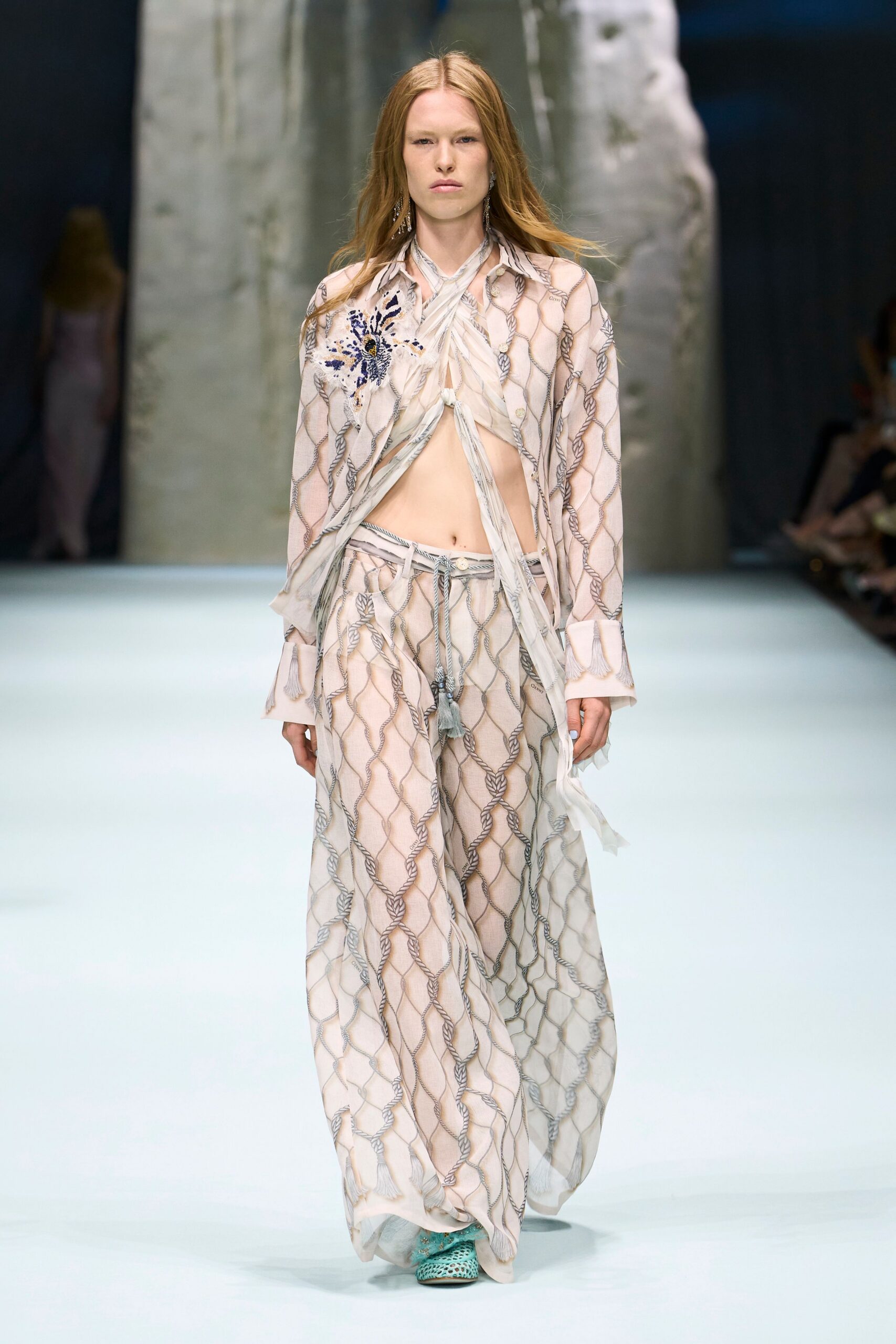 sheer rope-print chiffon shirt