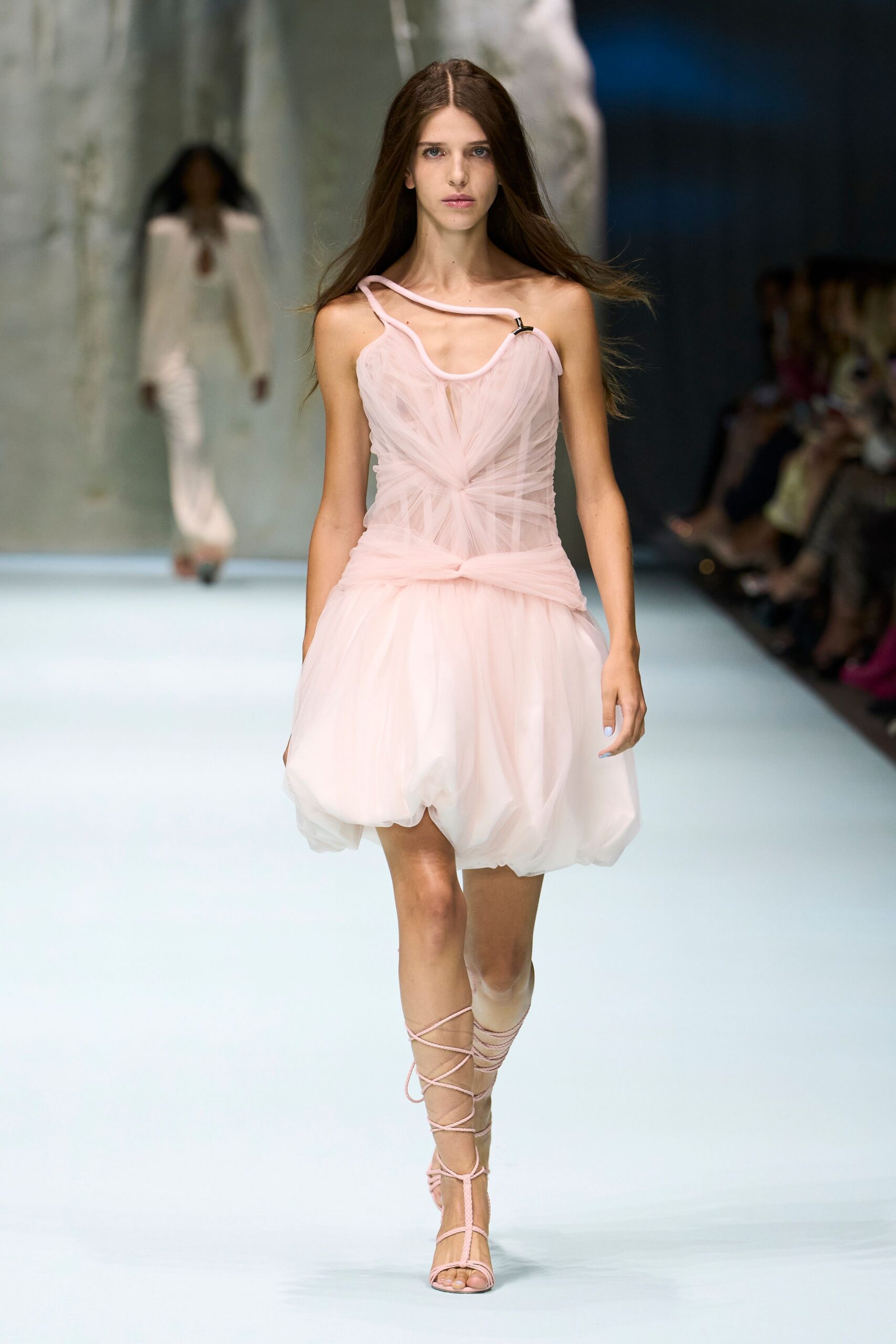 pink tulle bubble-hem mini dress