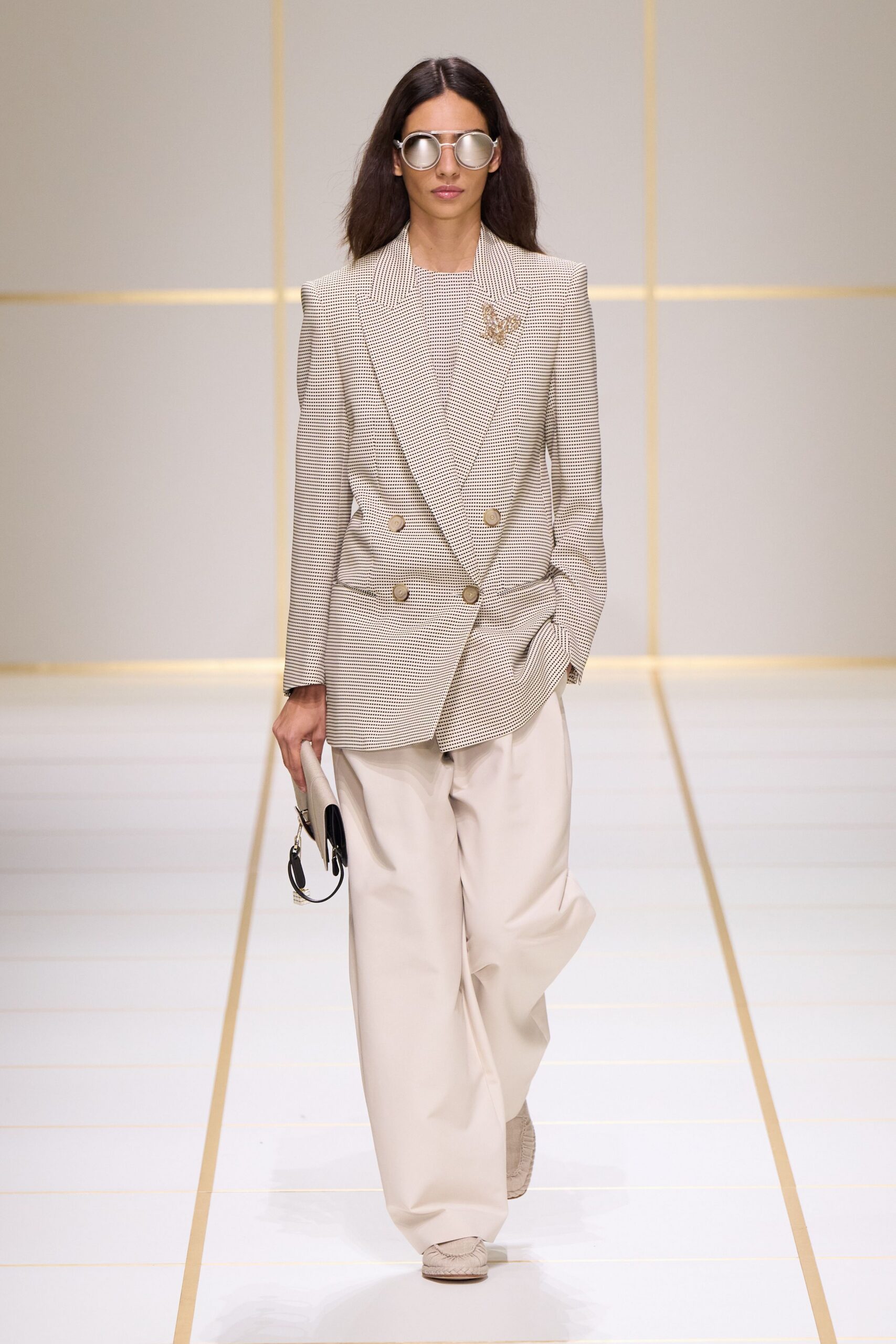 ivory unknown long-sleeve collared tailored printed buttoned blazer