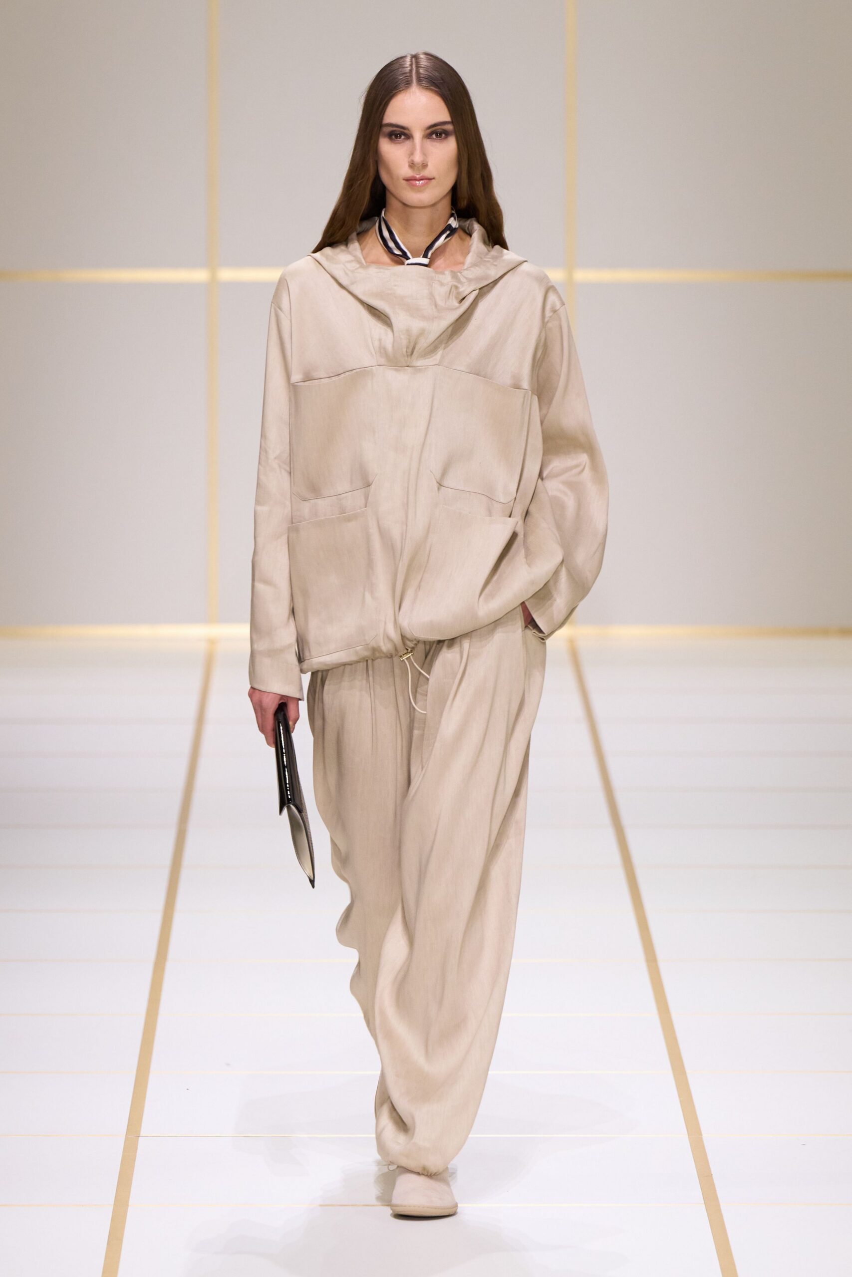 beige unknown drawstring relaxed wide-leg flowing pants