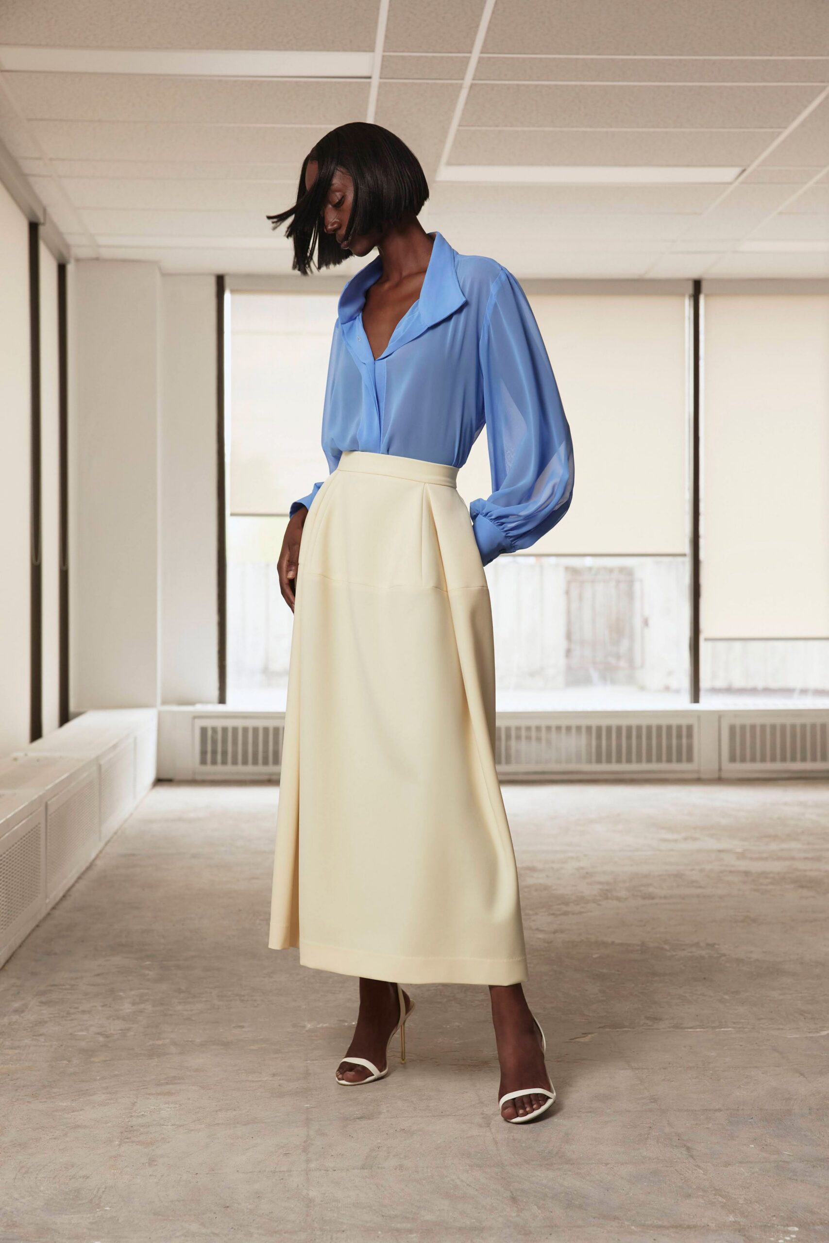 powder blue sheer blouse