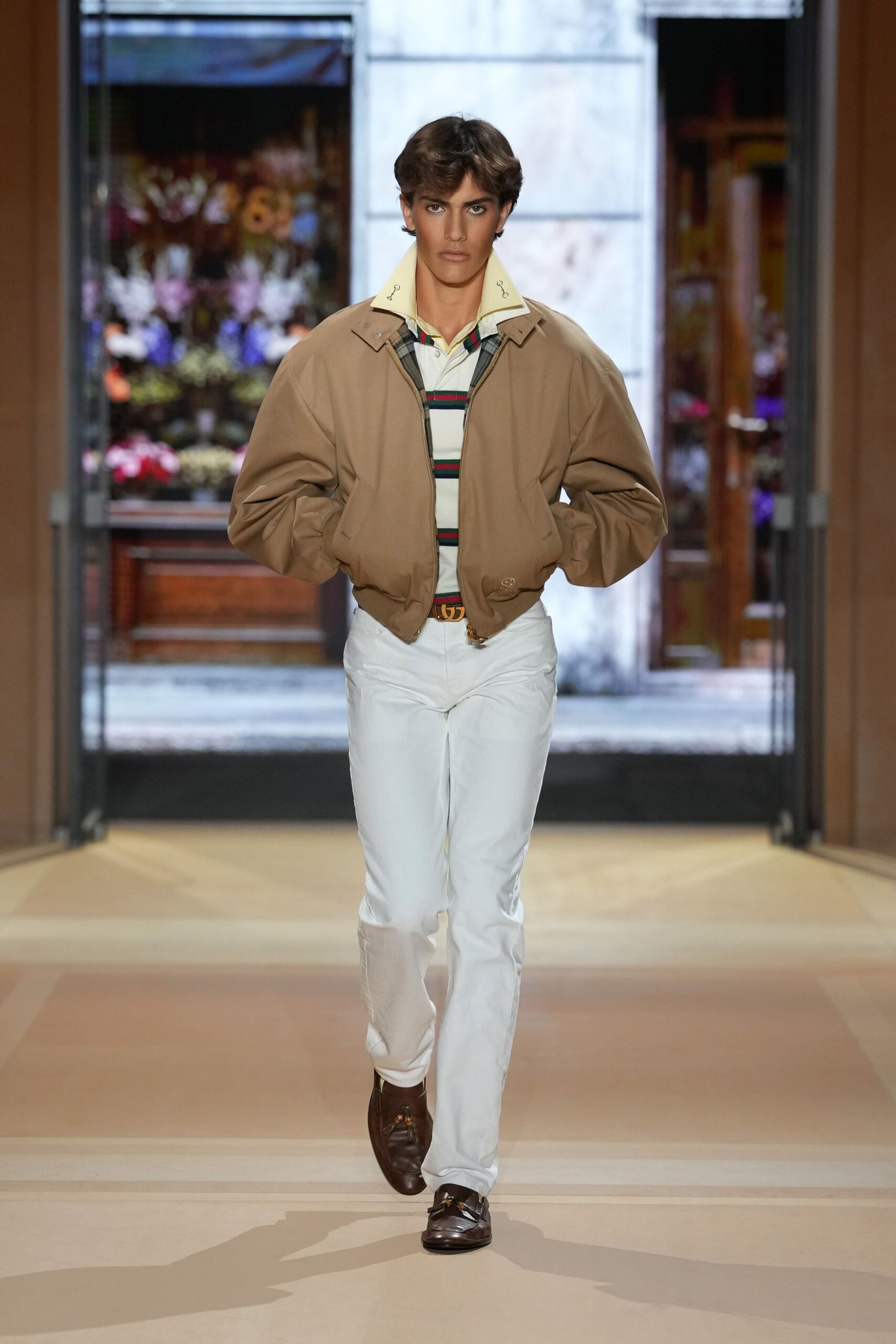 beige bomber jacket