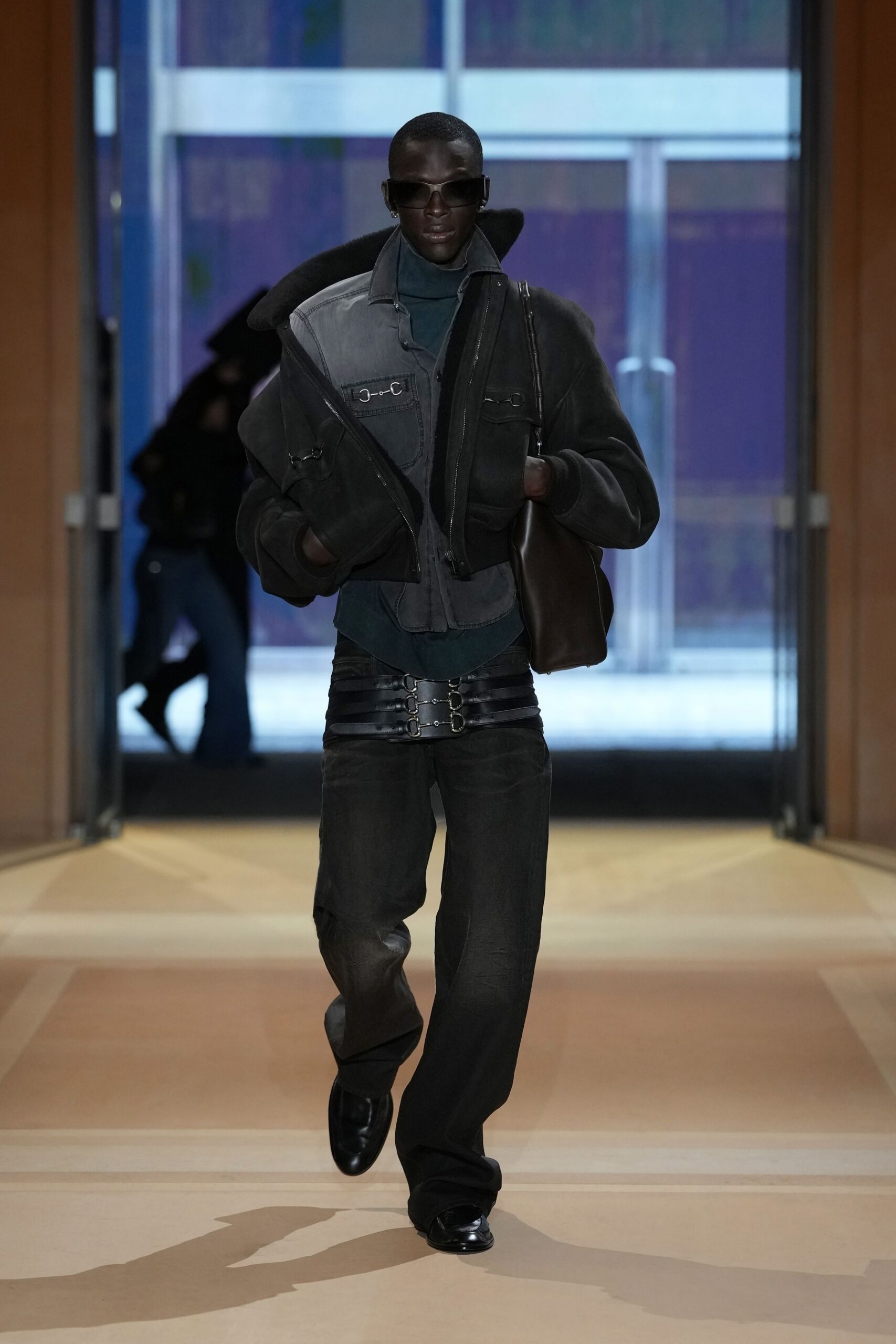 cropped shearling aviator jacket