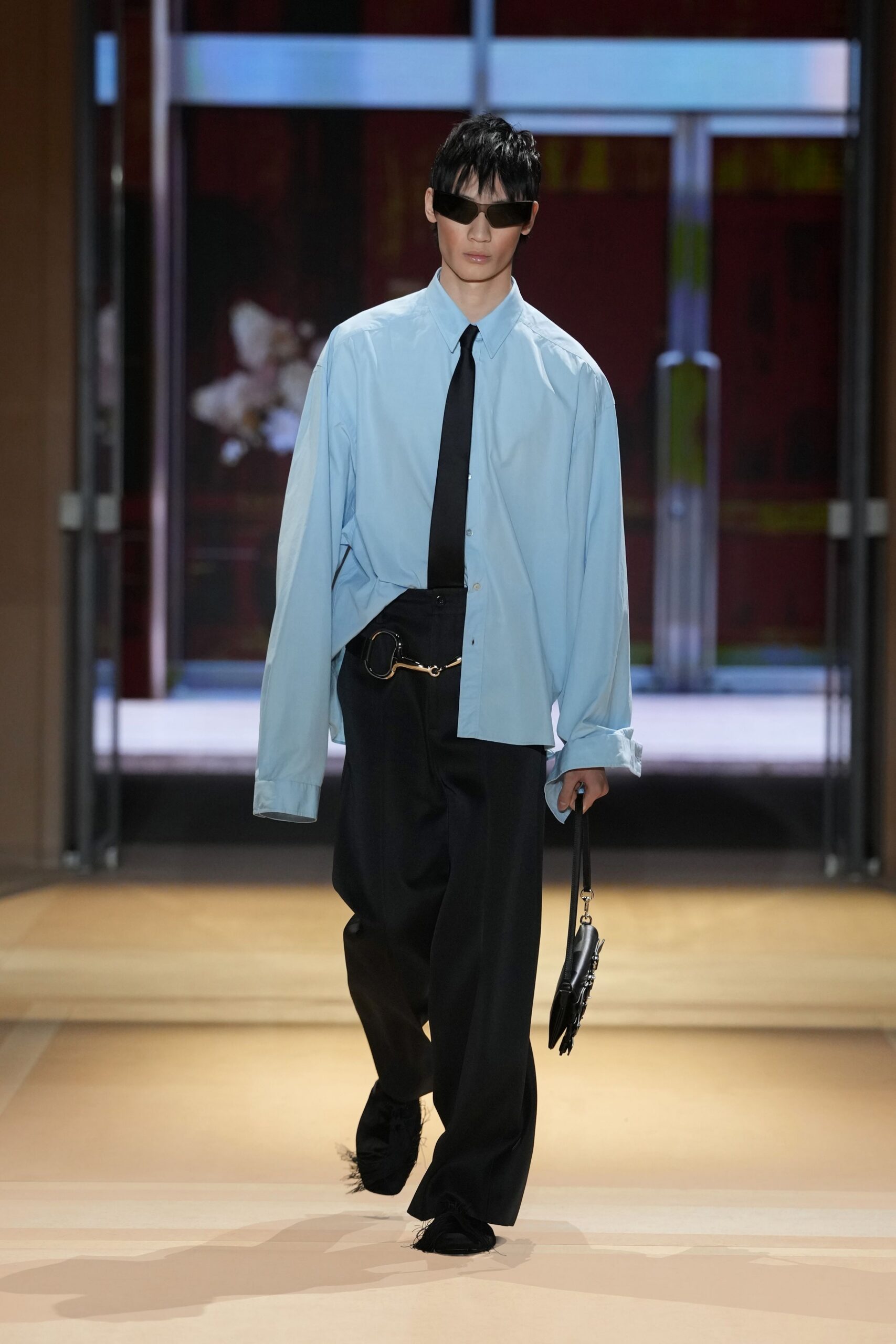 oversized pale blue dress shirt