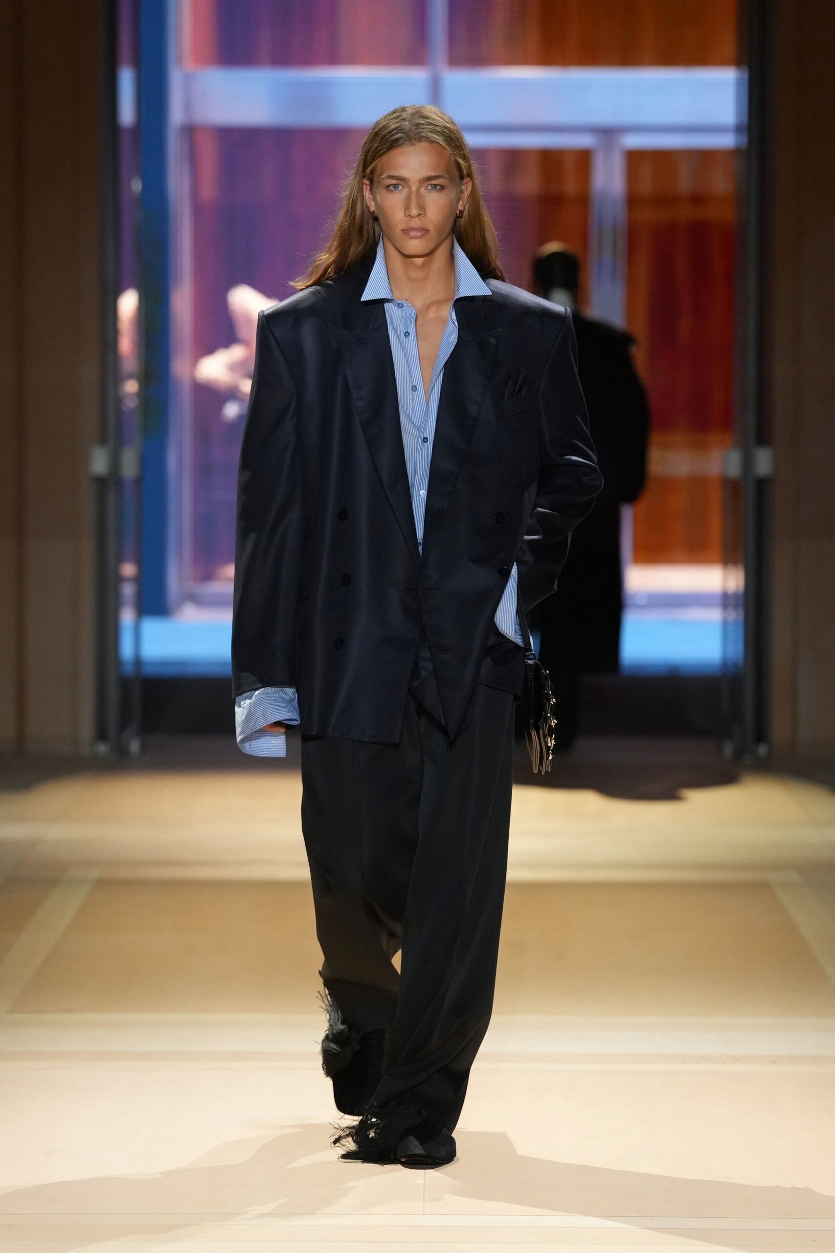 oversized double-breasted black blazer
