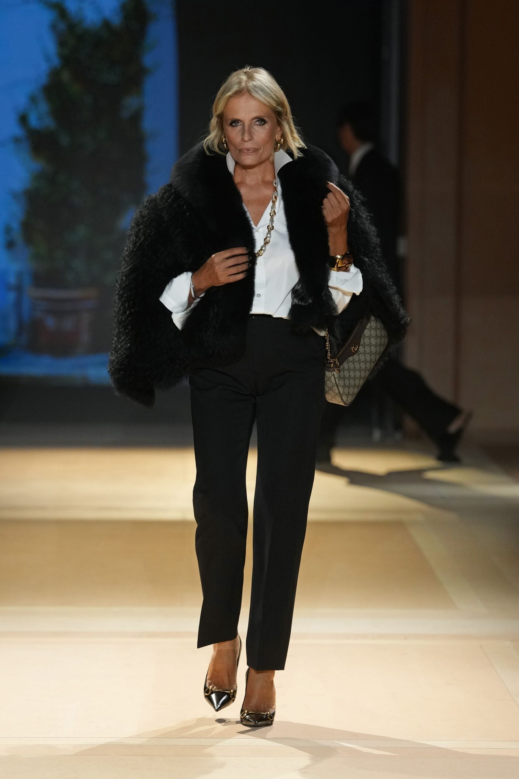 black fur stole cape