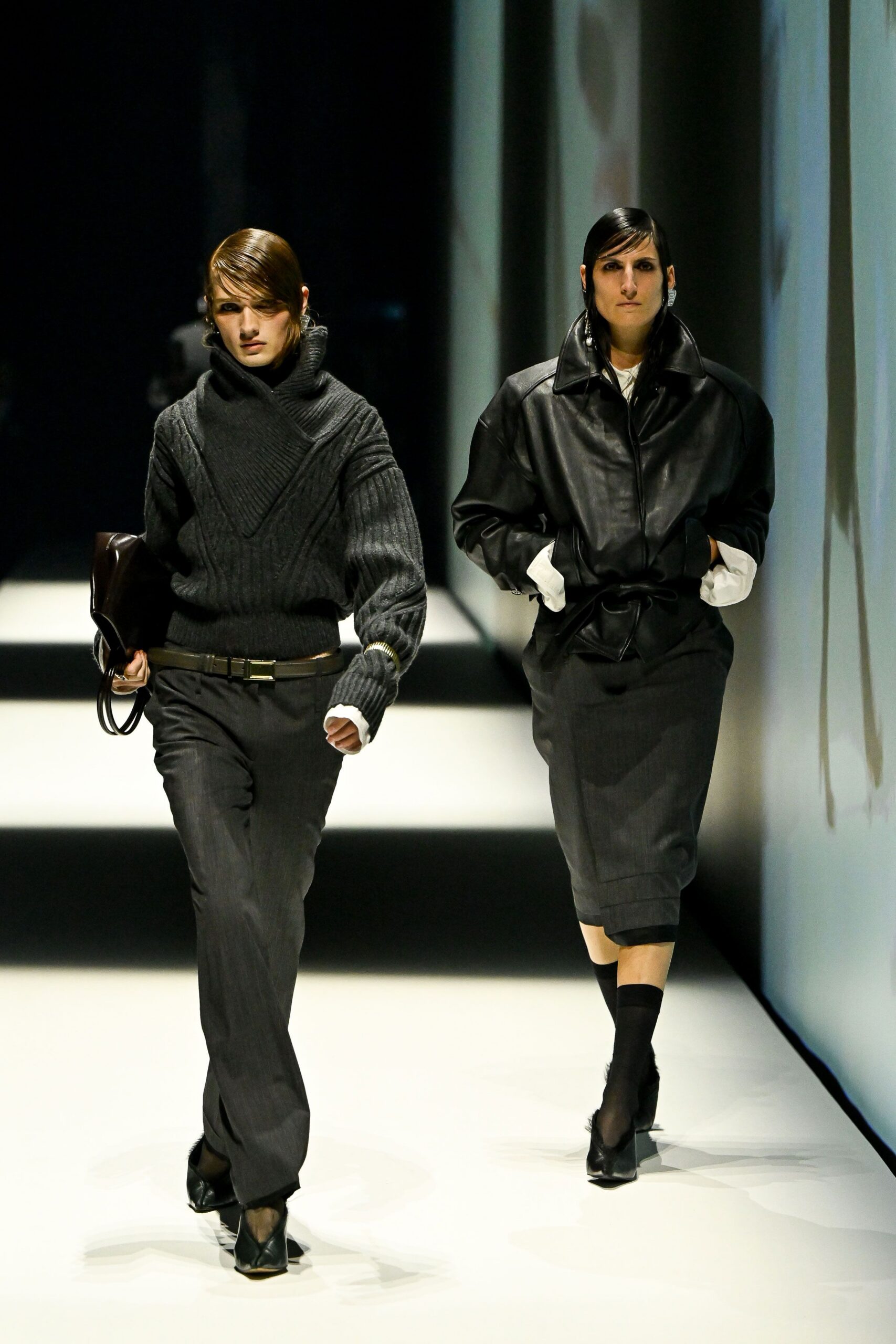 ribbed wrap-front turtleneck sweater