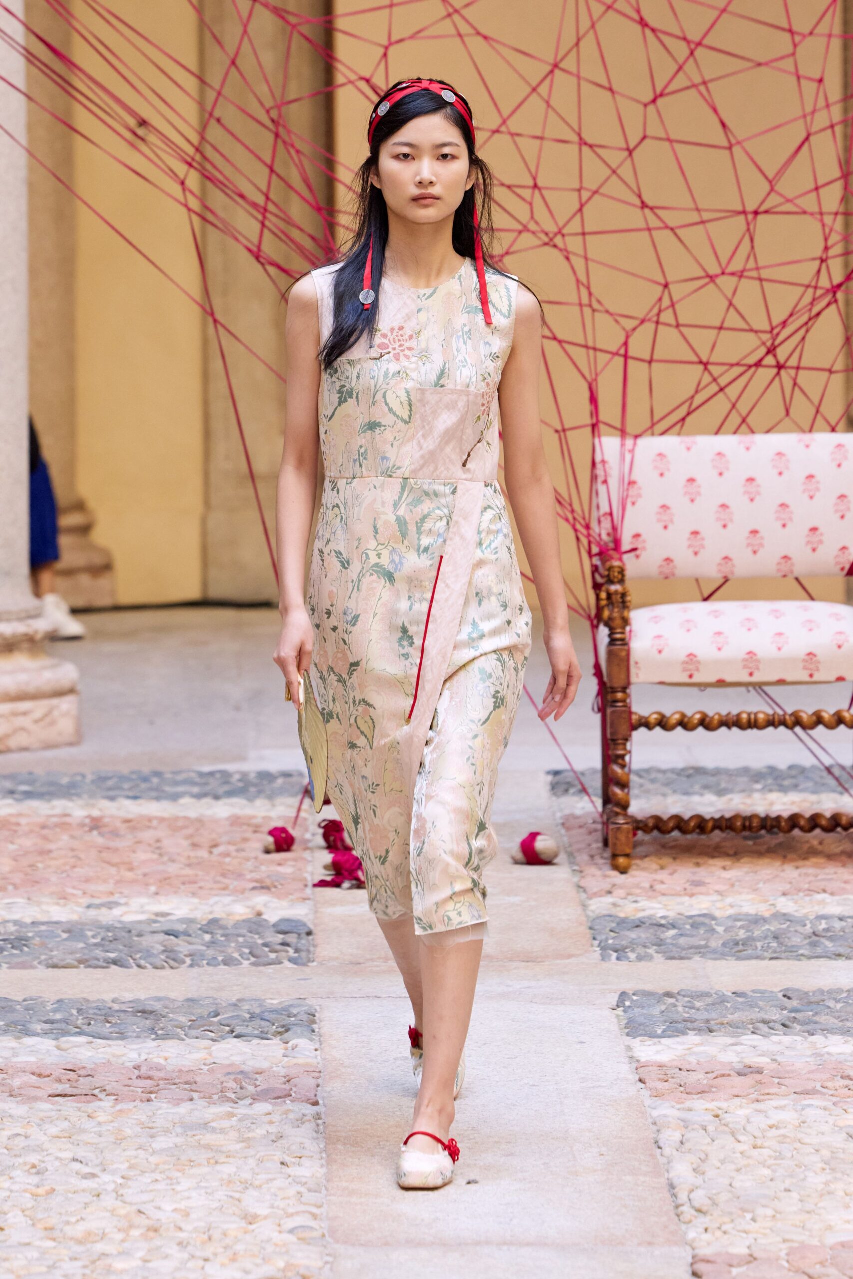 floral silk draped jumpsuit