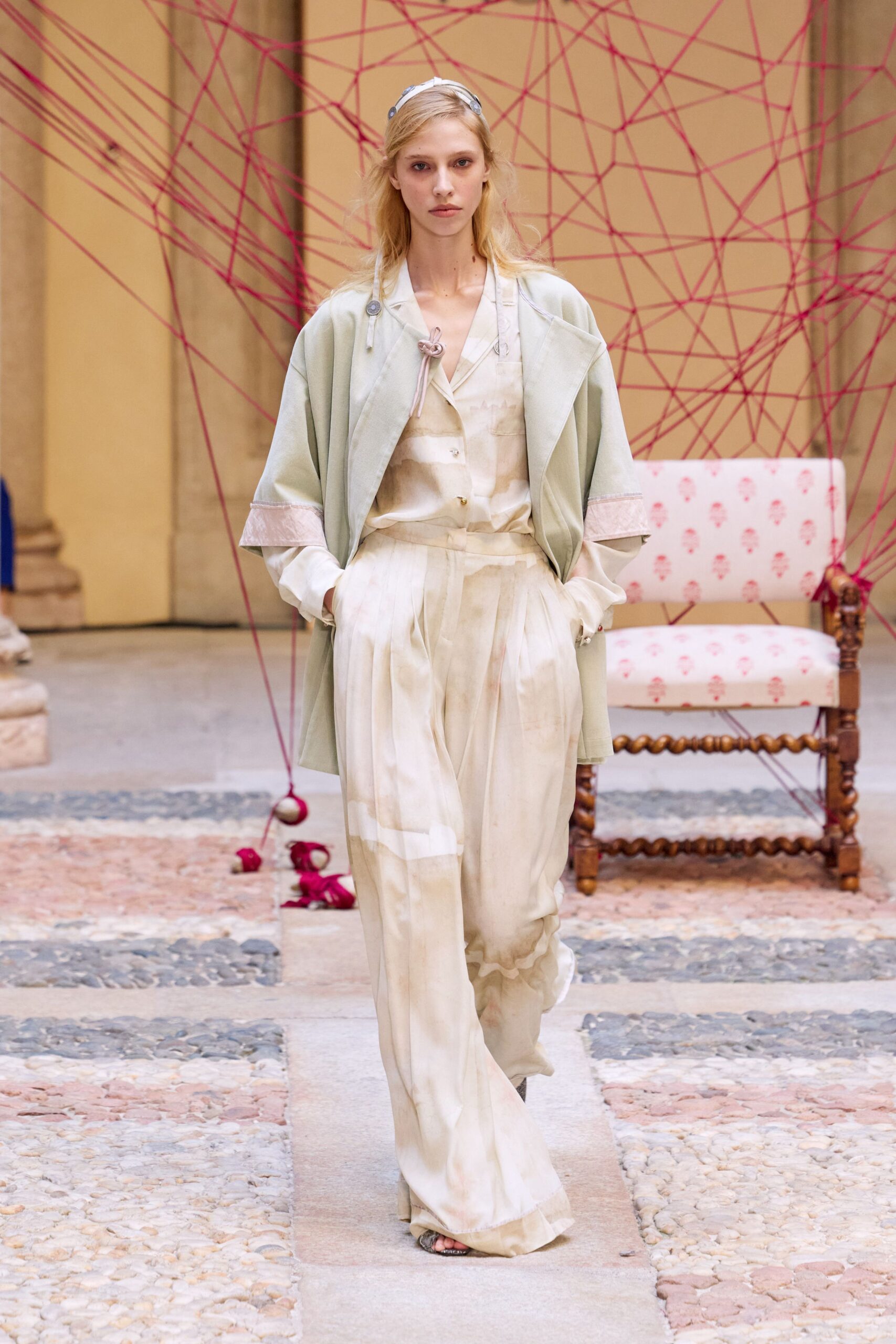 watercolor silk wide-leg trousers