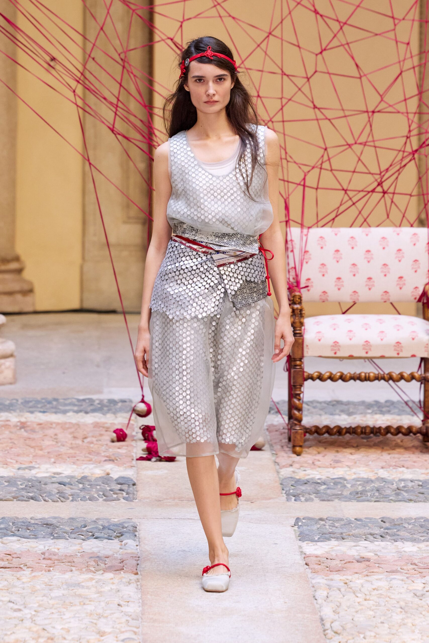 paillette mesh midi dress