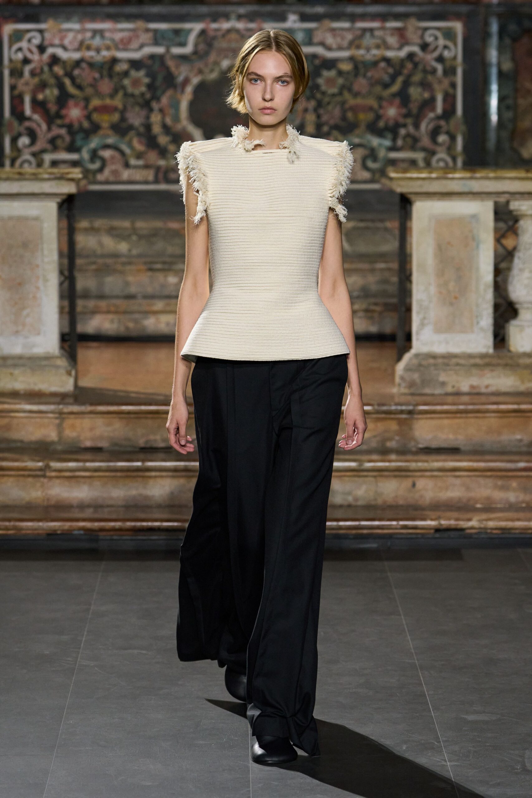 ivory ribbed peplum top