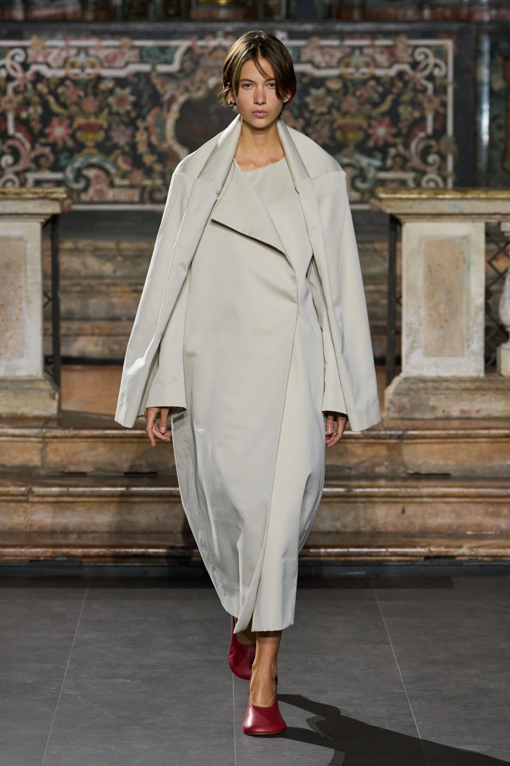 ivory draped maxi dress
