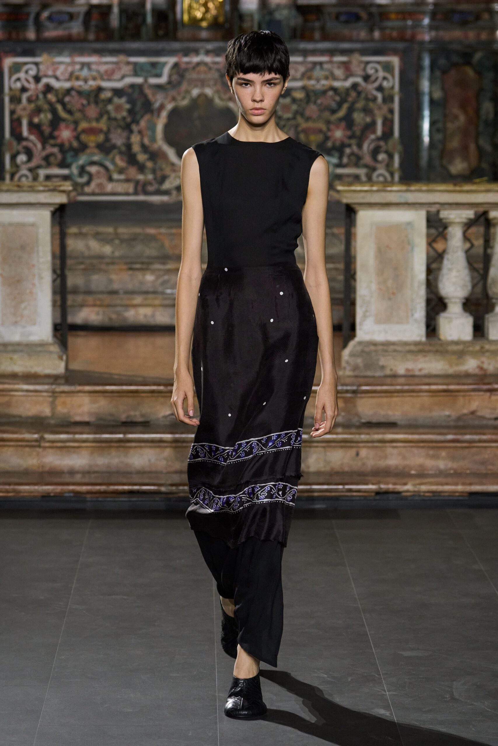bandana-border satin slip dress