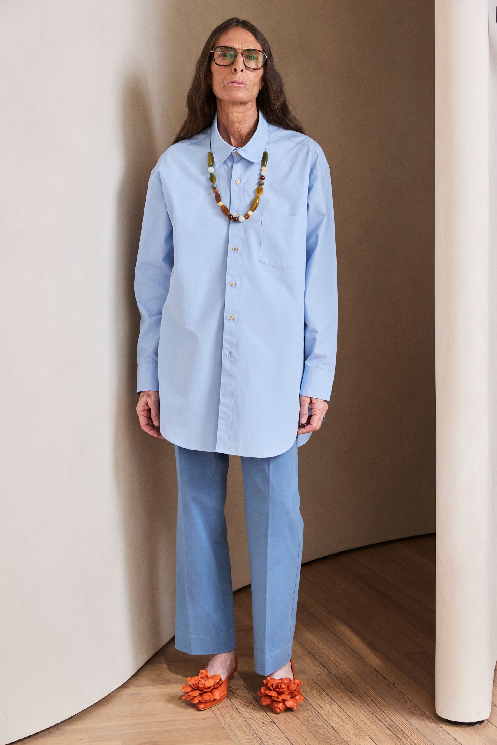 oversized pale blue tunic shirt
