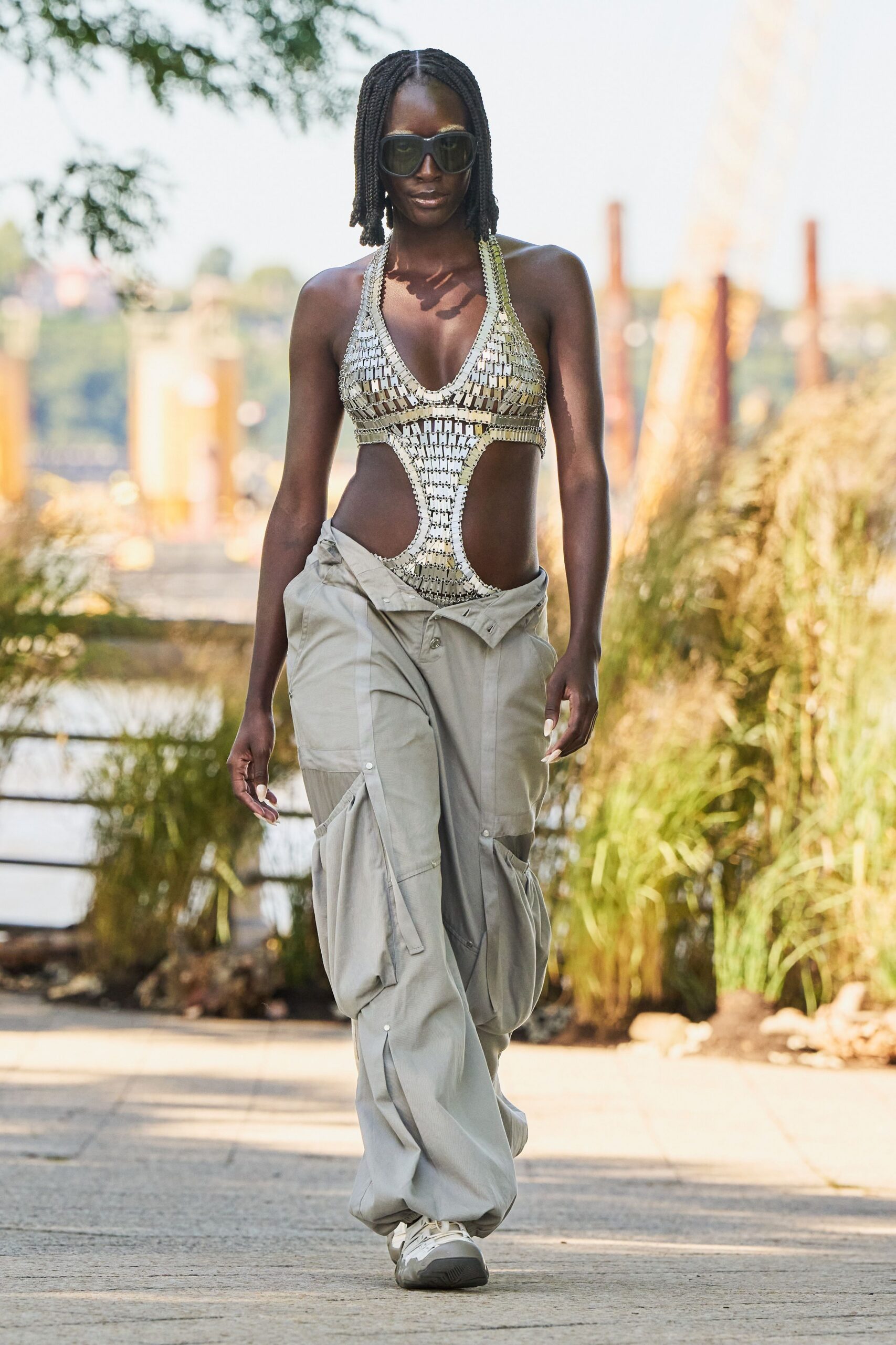 chainmail cutout halter bodysuit