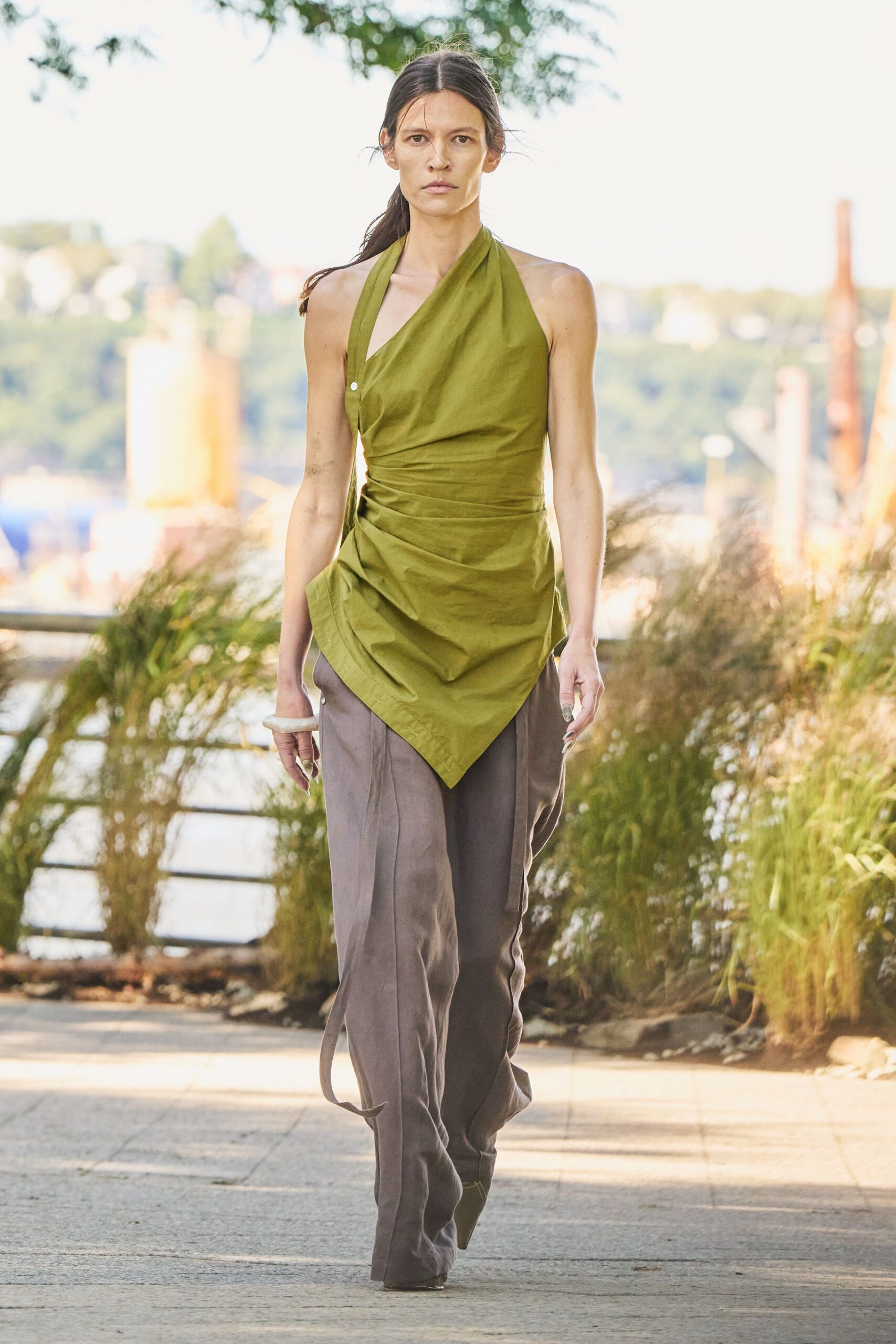 asymmetric halter handkerchief top