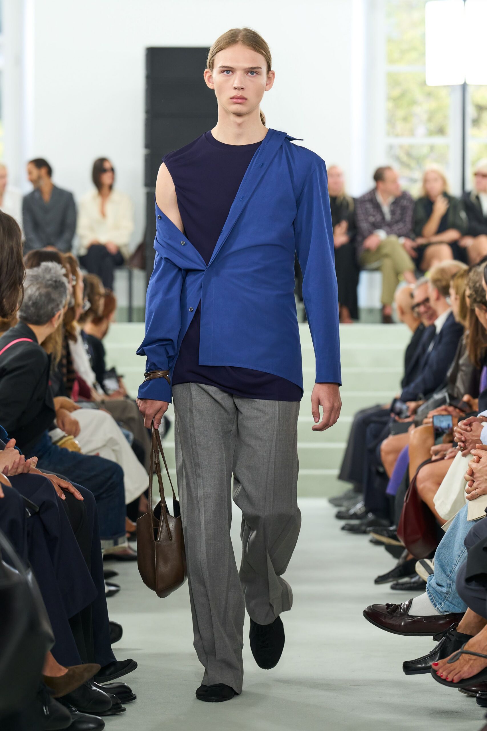 deconstructed blue button-down shirt