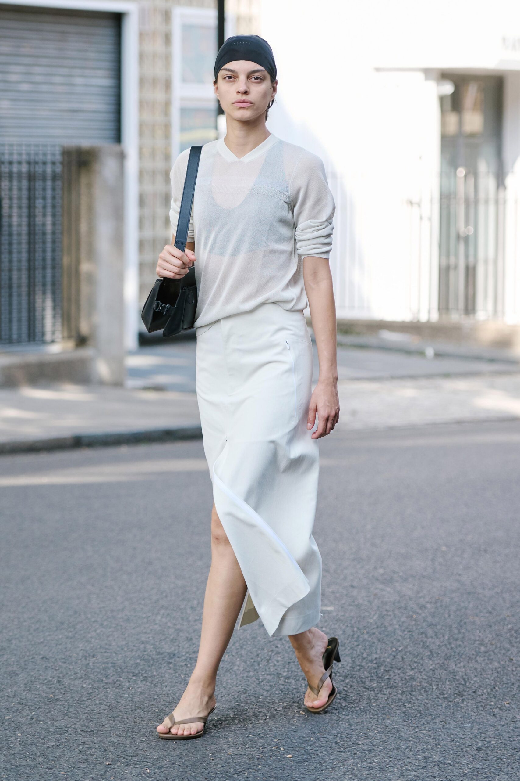 sheer white v-neck sweater
