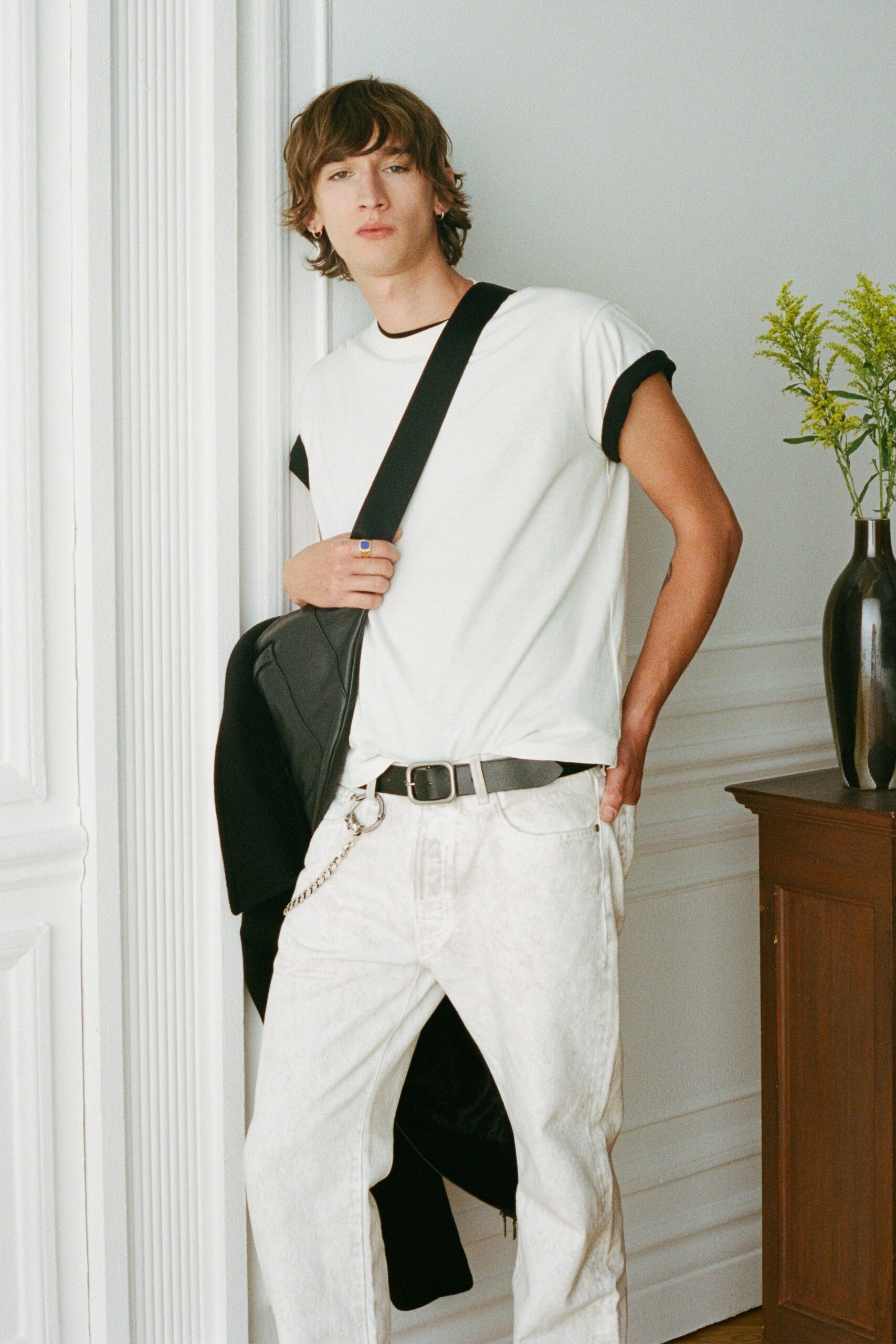 black leather buckled belt