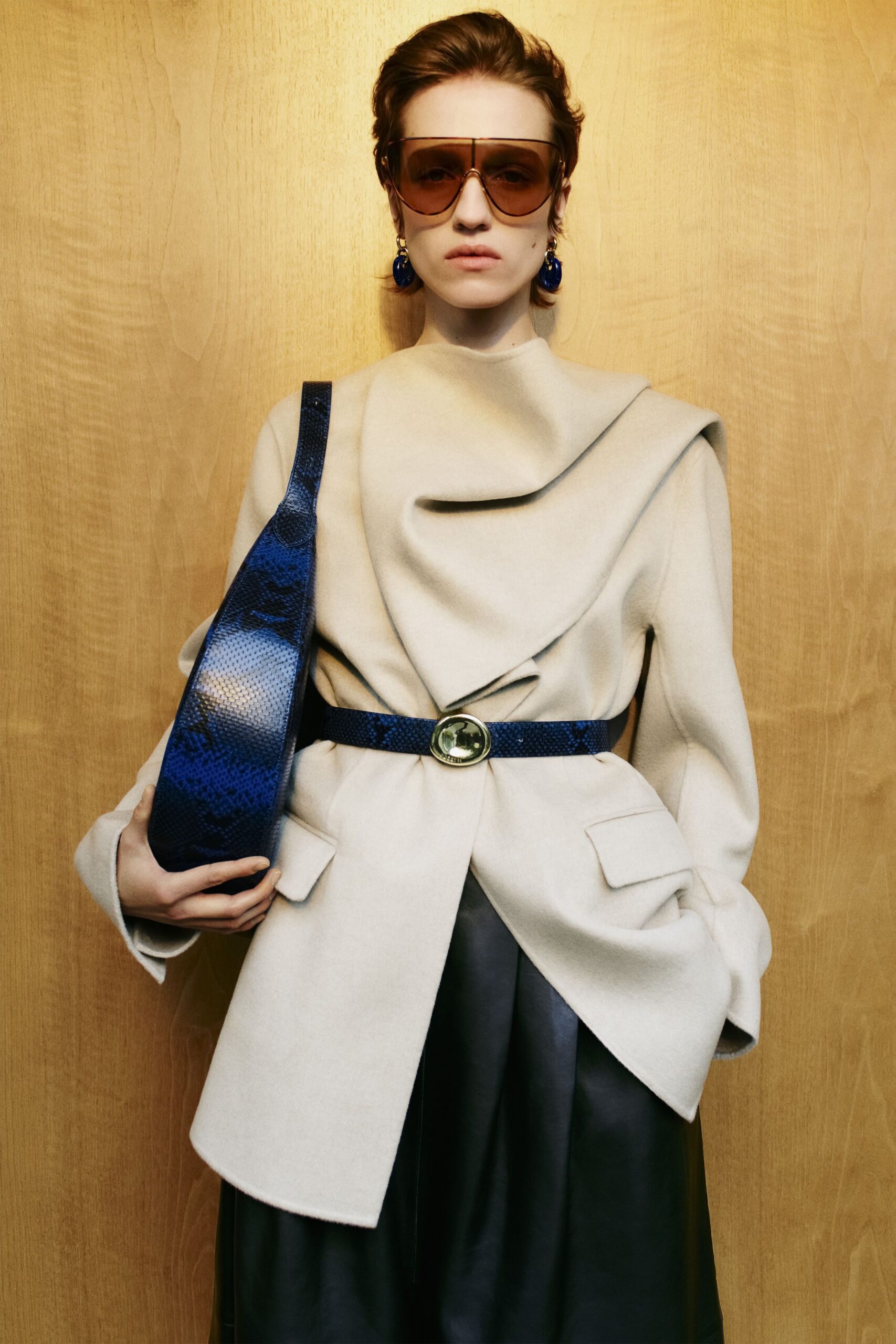 sculptural ivory wrap coat