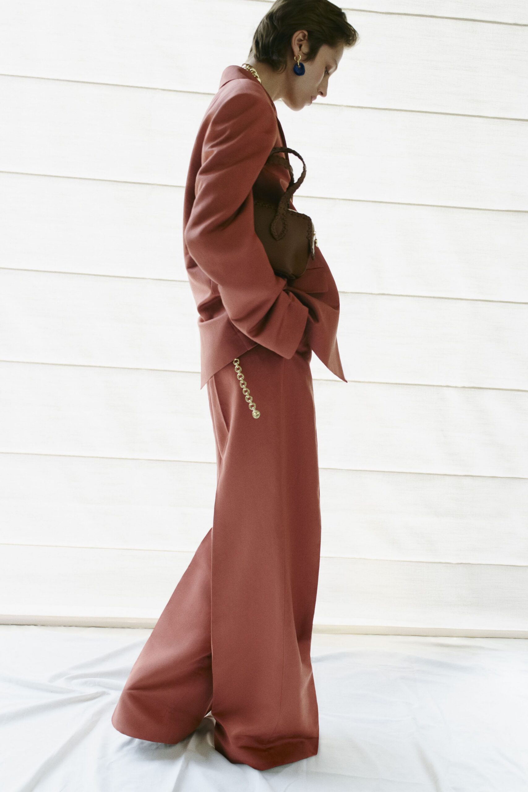 dusty rose tailored pantsuit