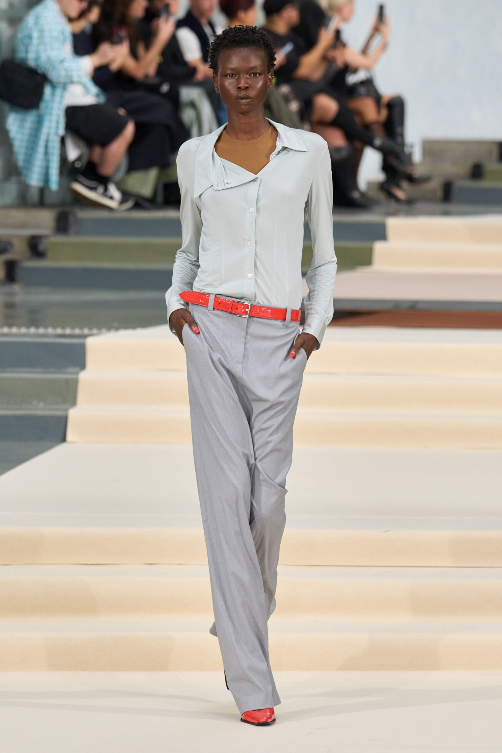 asymmetric twisted collar white shirt