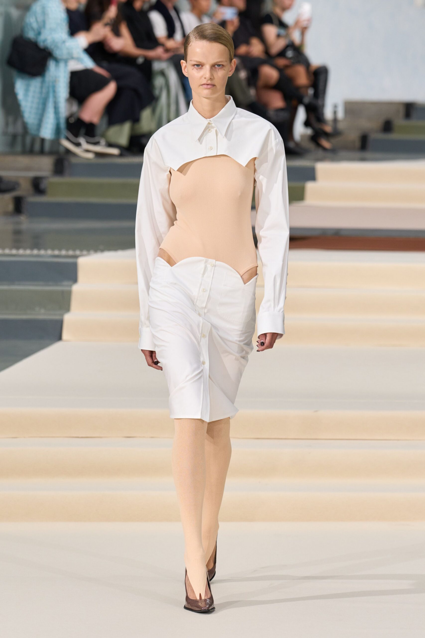 cutout shirting hybrid midi dress